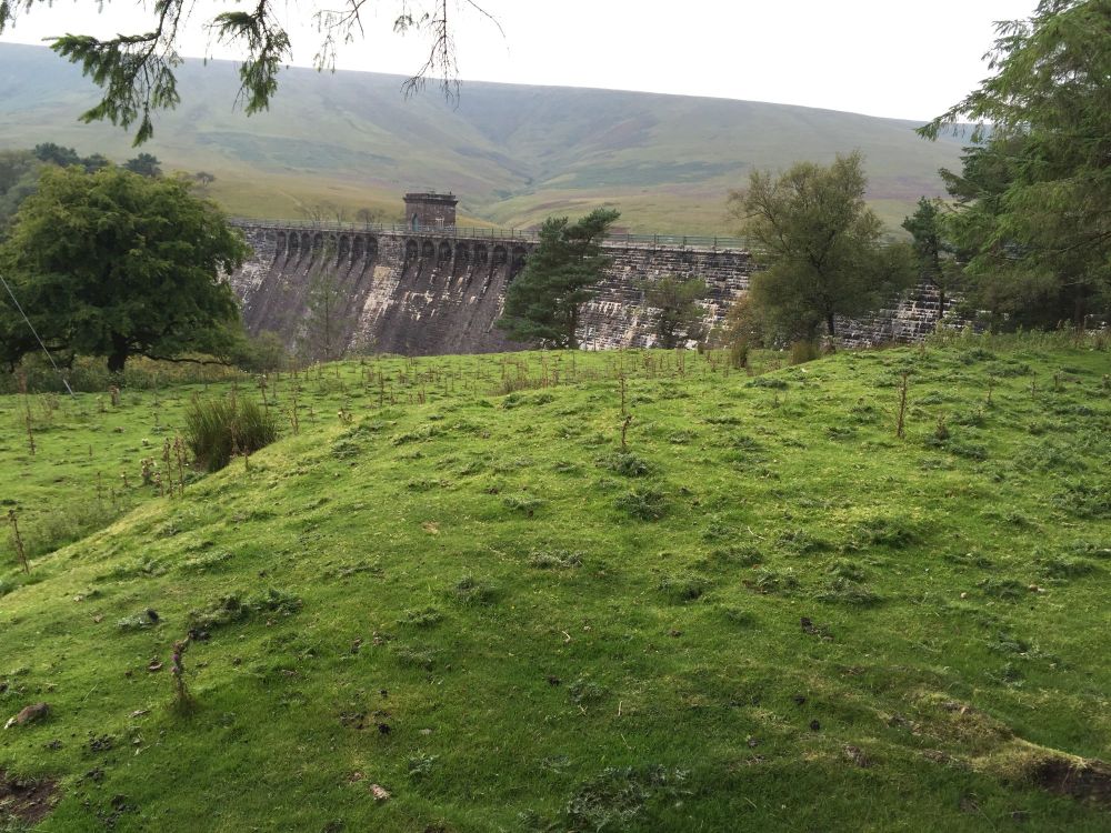 Scenic reservoir and mountain backdrop at Grwyne Fawr Dam, Black Mountains, Wales.