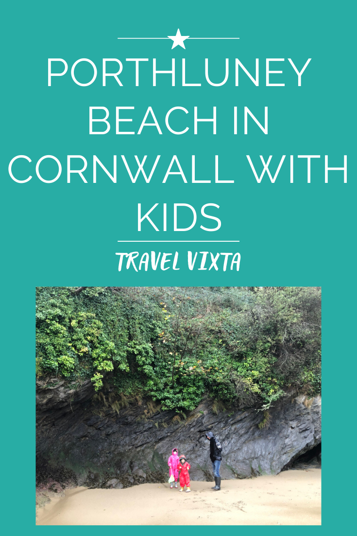 Porthluney beach in Cornwall with kids