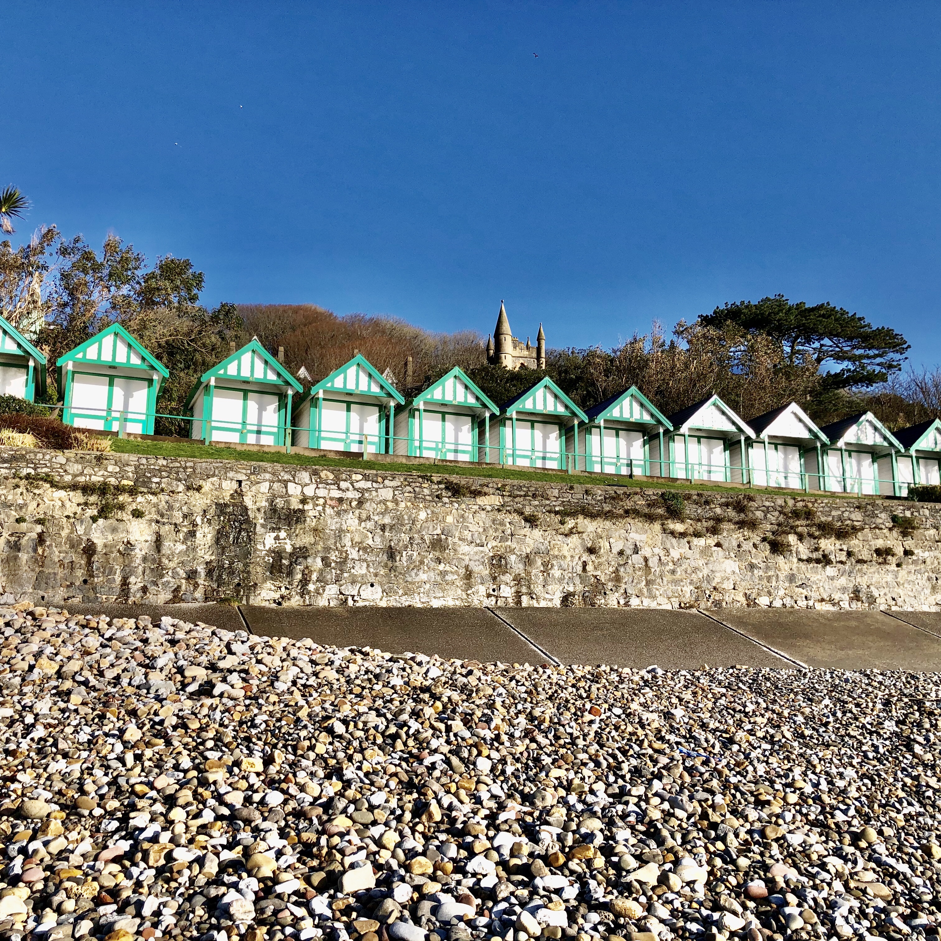 Beach Huts Langland Bay Mumbles Gower Wales