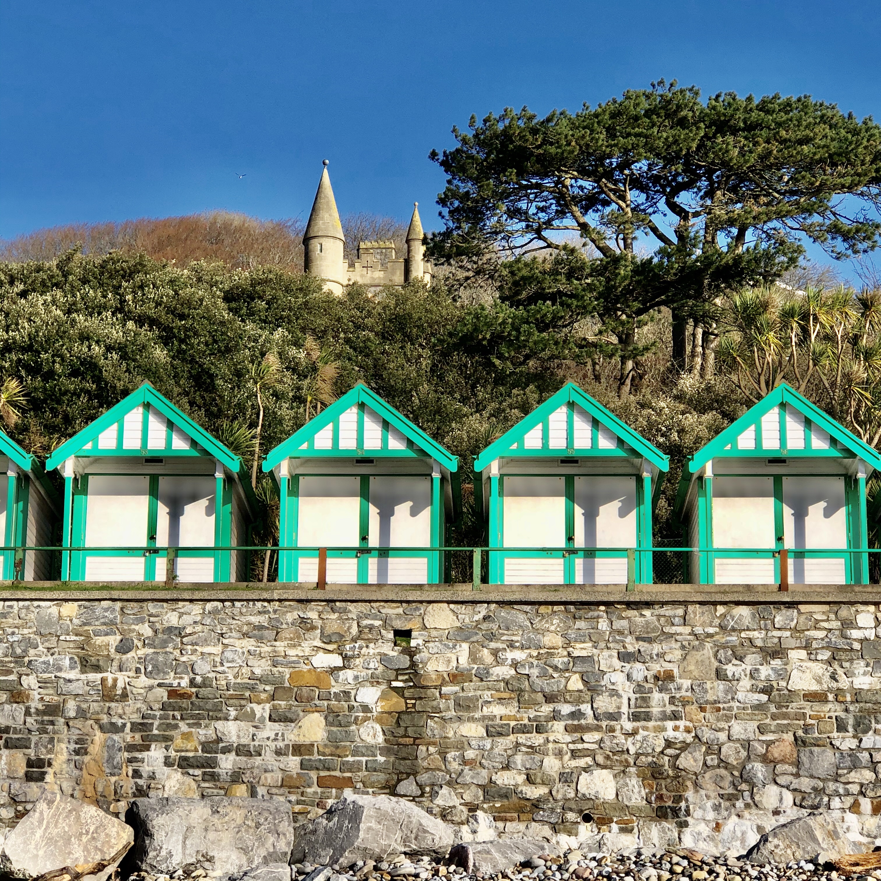 Beach Huts Langland Bay Mumbles Gower Wales