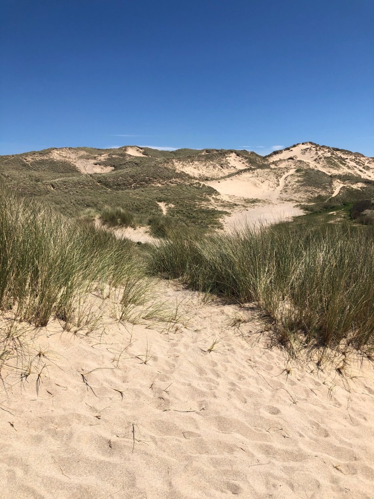 sand dune mountains Holywell beach near newquay cornwall