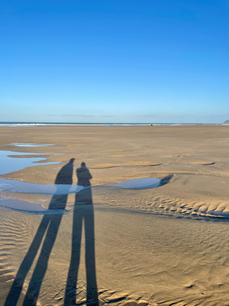 perranporth beach shadows on sand