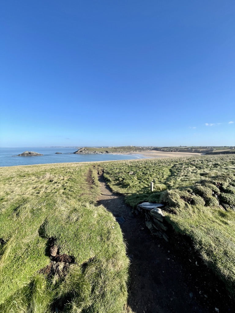 Crantock beach from Porth Joke south west coast path cornwall