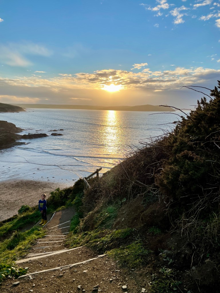 Sunset Pentireglaze Haven beach 