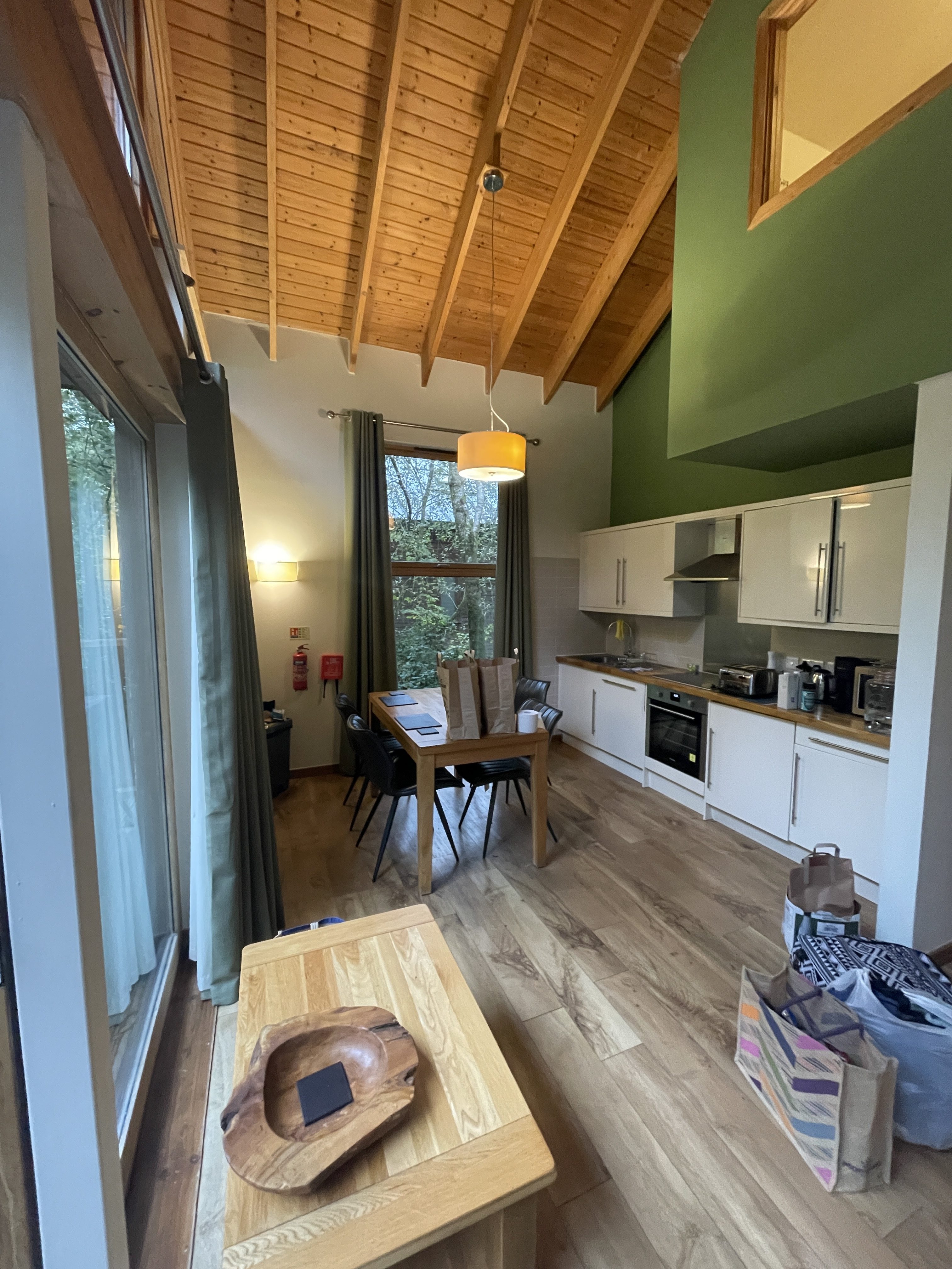 kitchen at deerpark forest holidays woodland lodge in cornwall