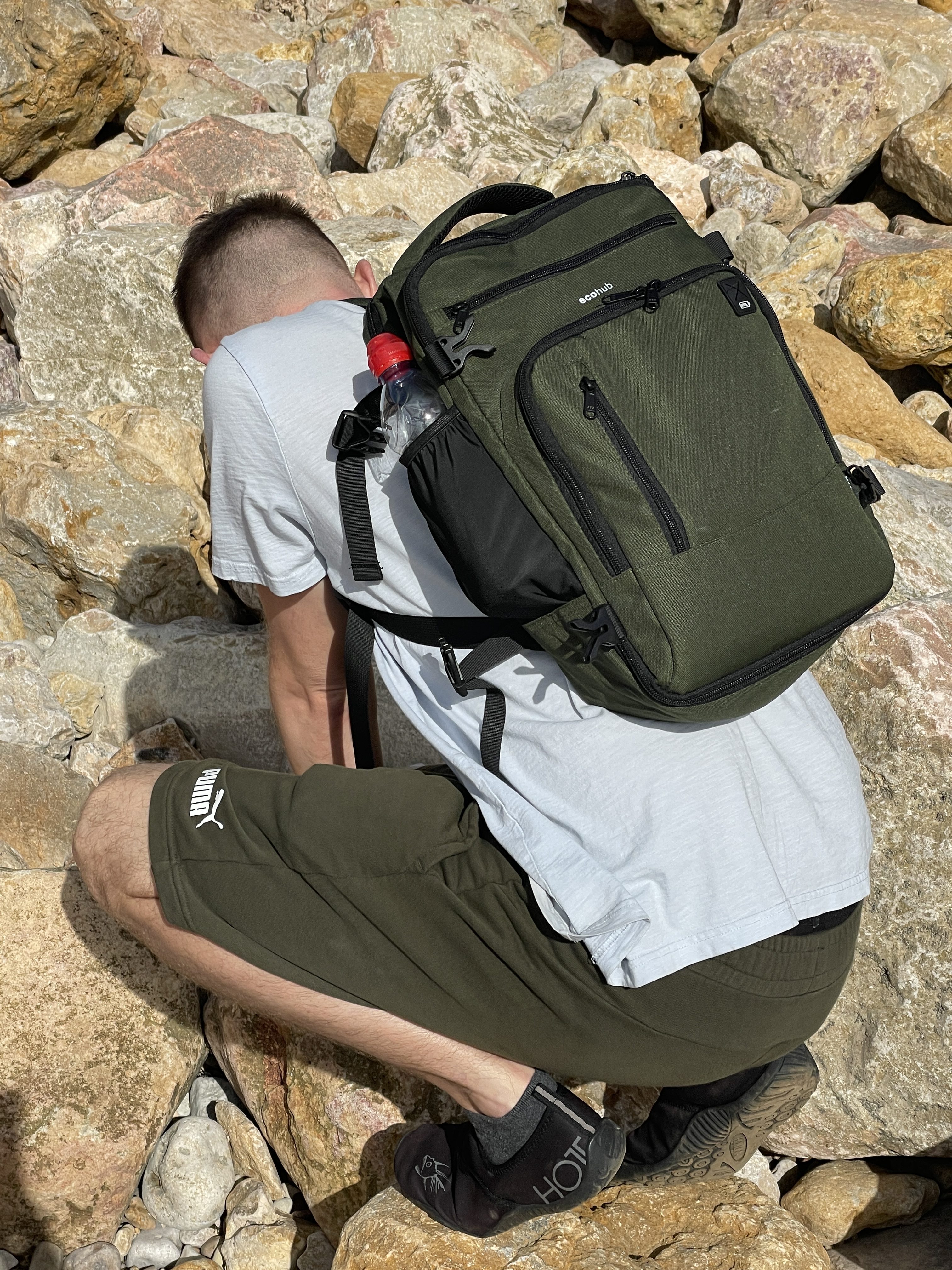 Ecohub 13 pocket green bag underseat ryanair