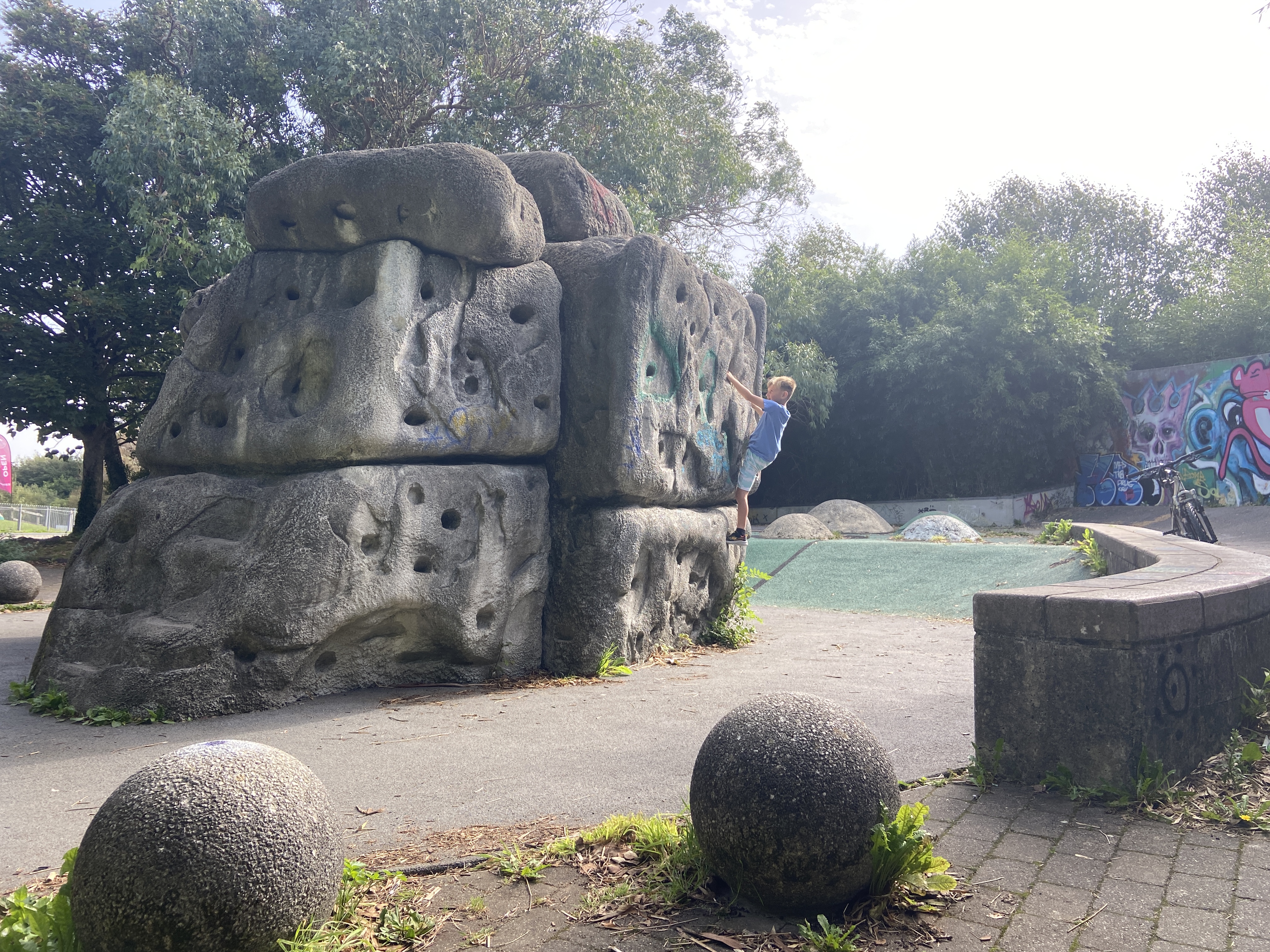Rock climbing wall in Trenance leisure park