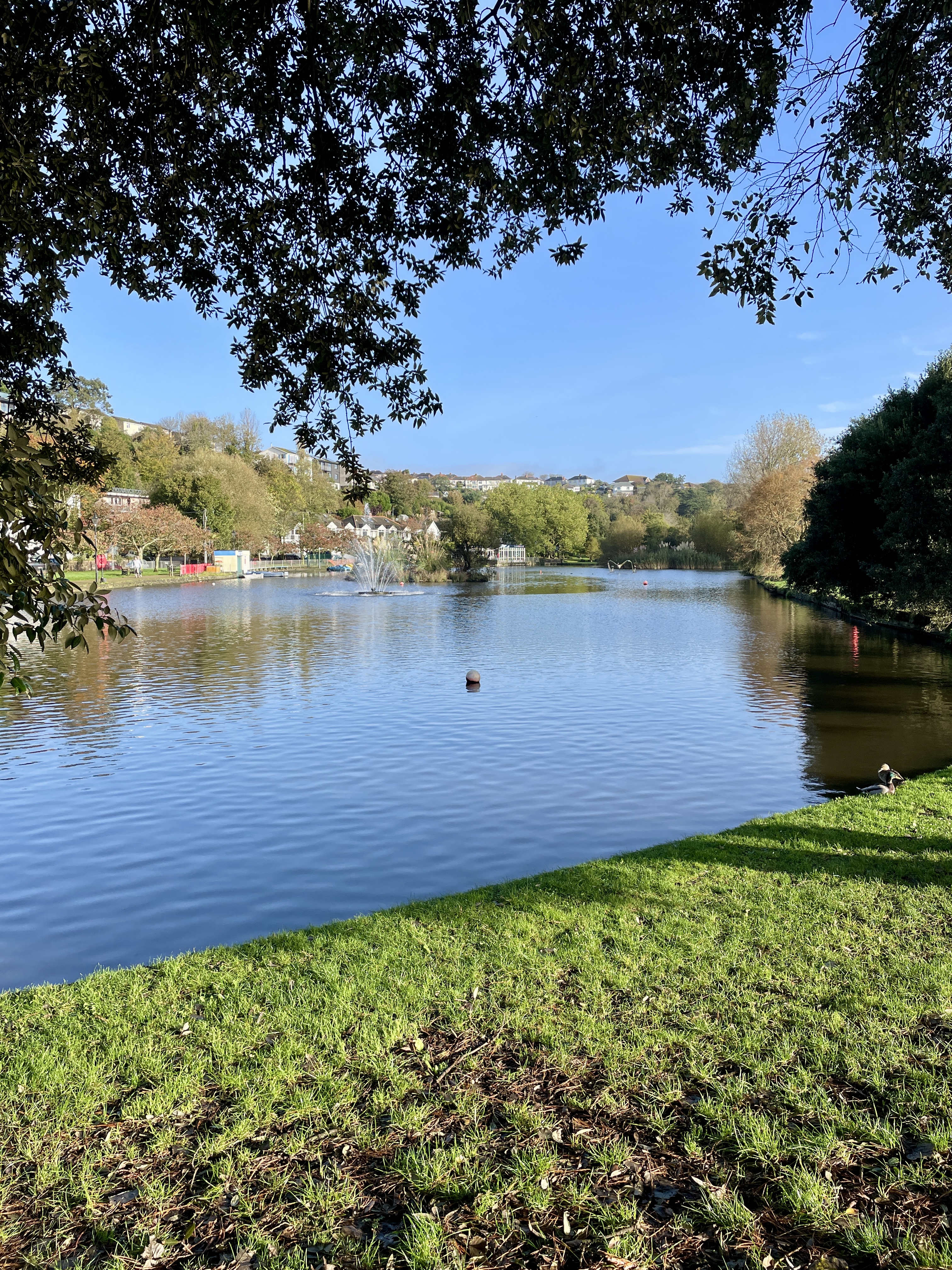 Newquay boating lake on a sunny October day