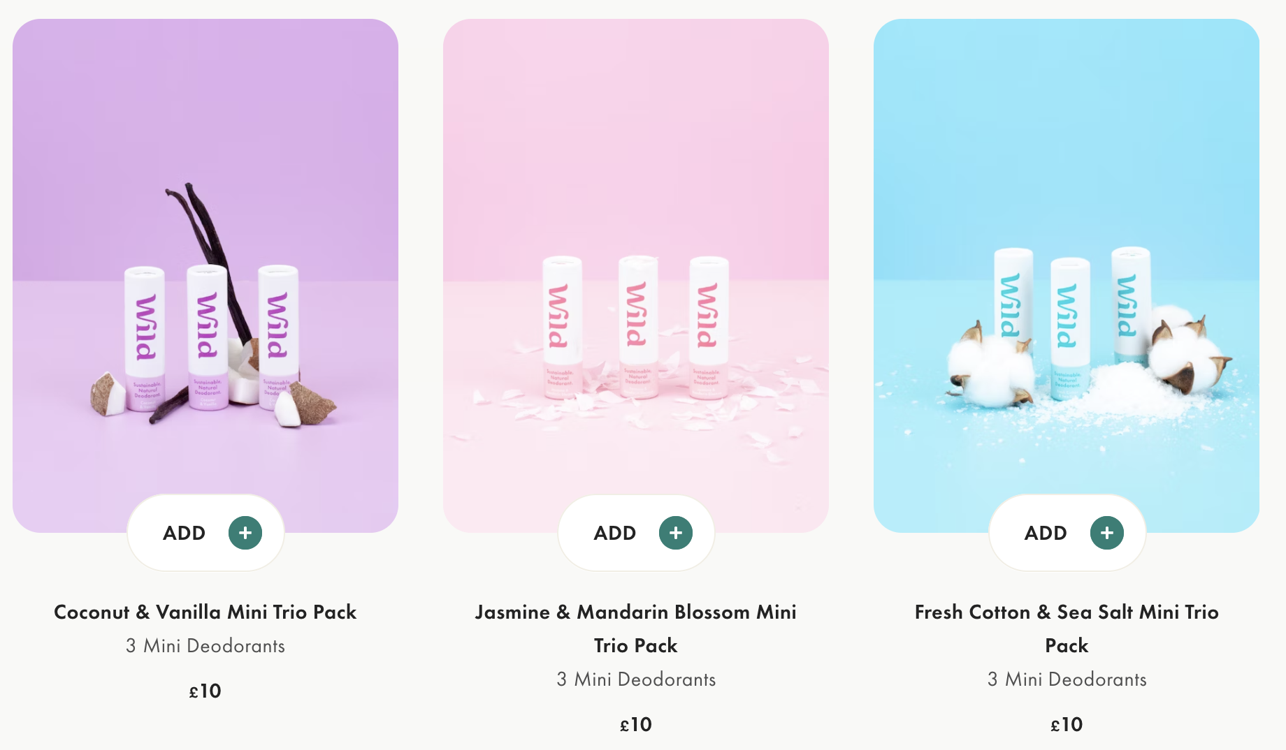 Mini Wild Natural Travel Sized Deodorants