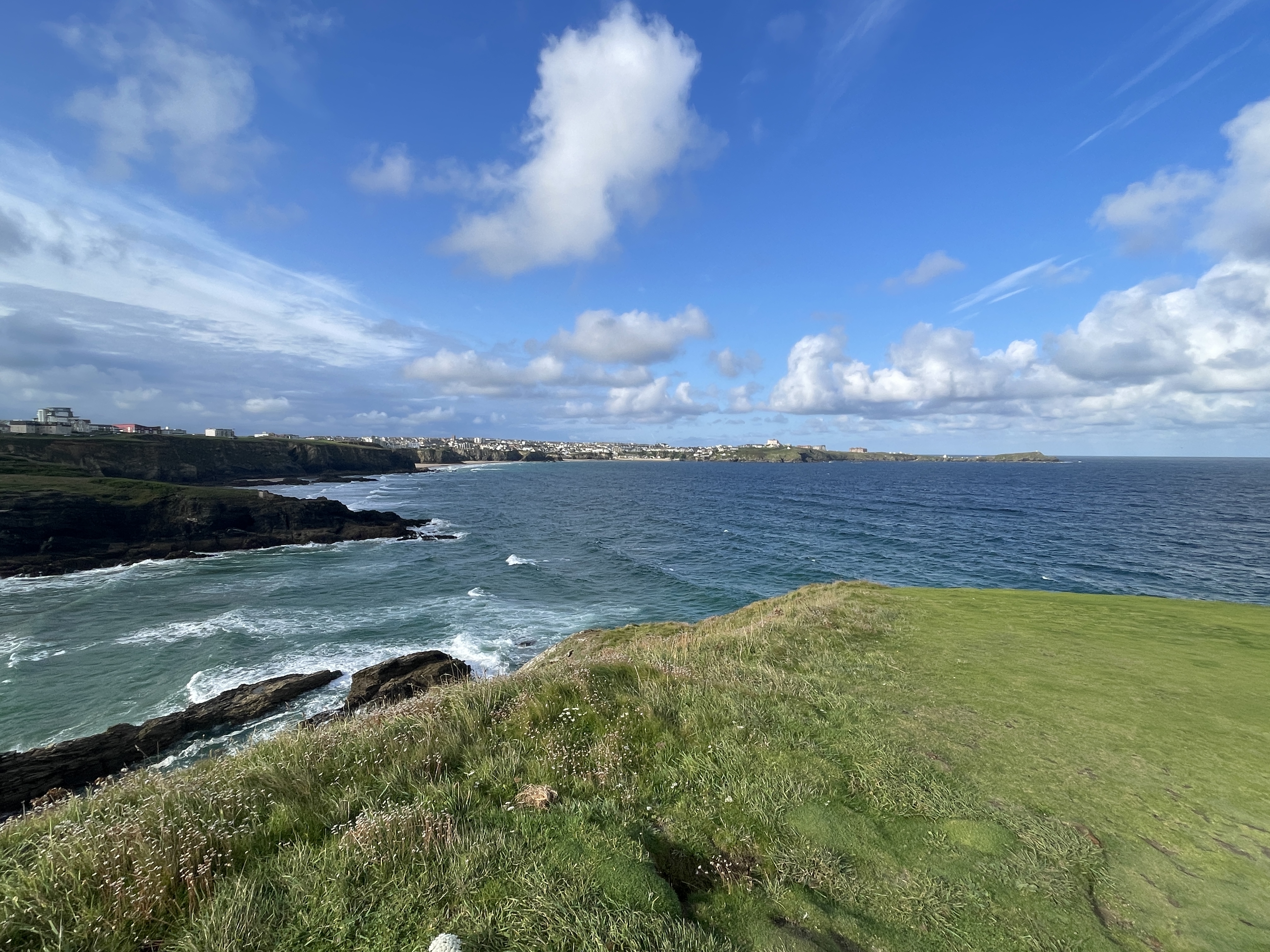 View of Newquay and Towan Headland from Porth Island
