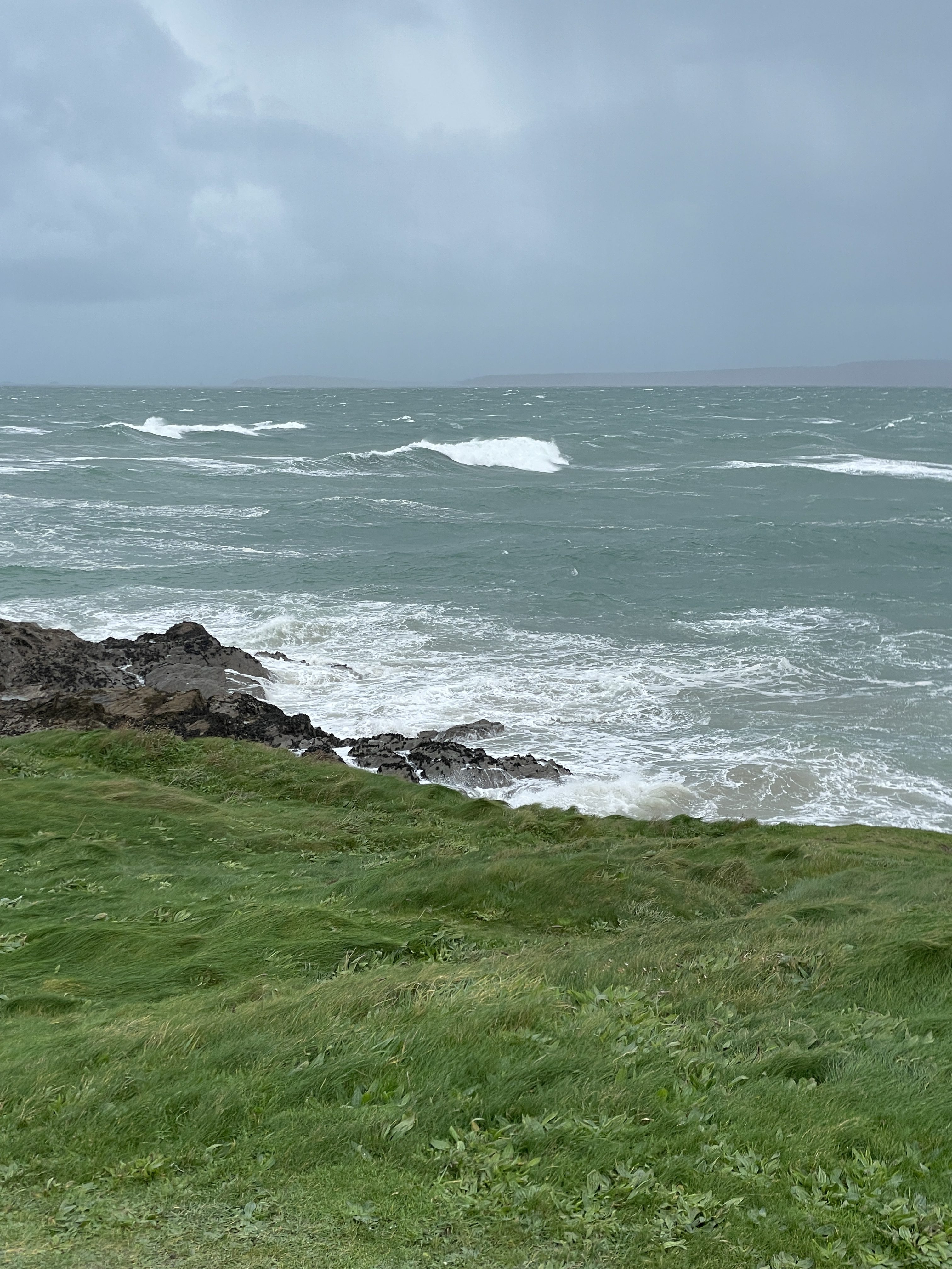 Stormy waves in winter on Towan Headland in Newquay