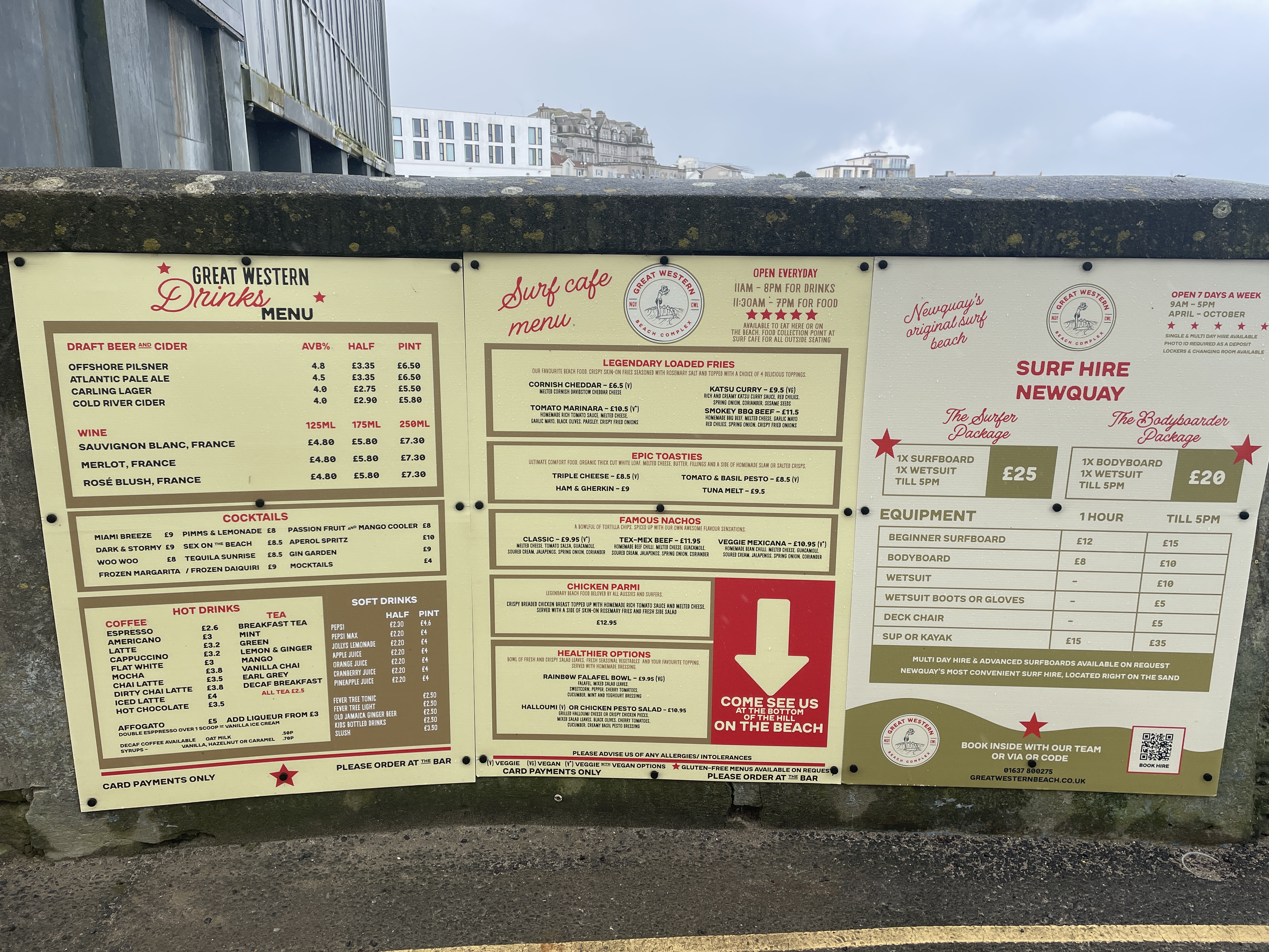 Some of the offerings at Great Western Beach in Newquay.