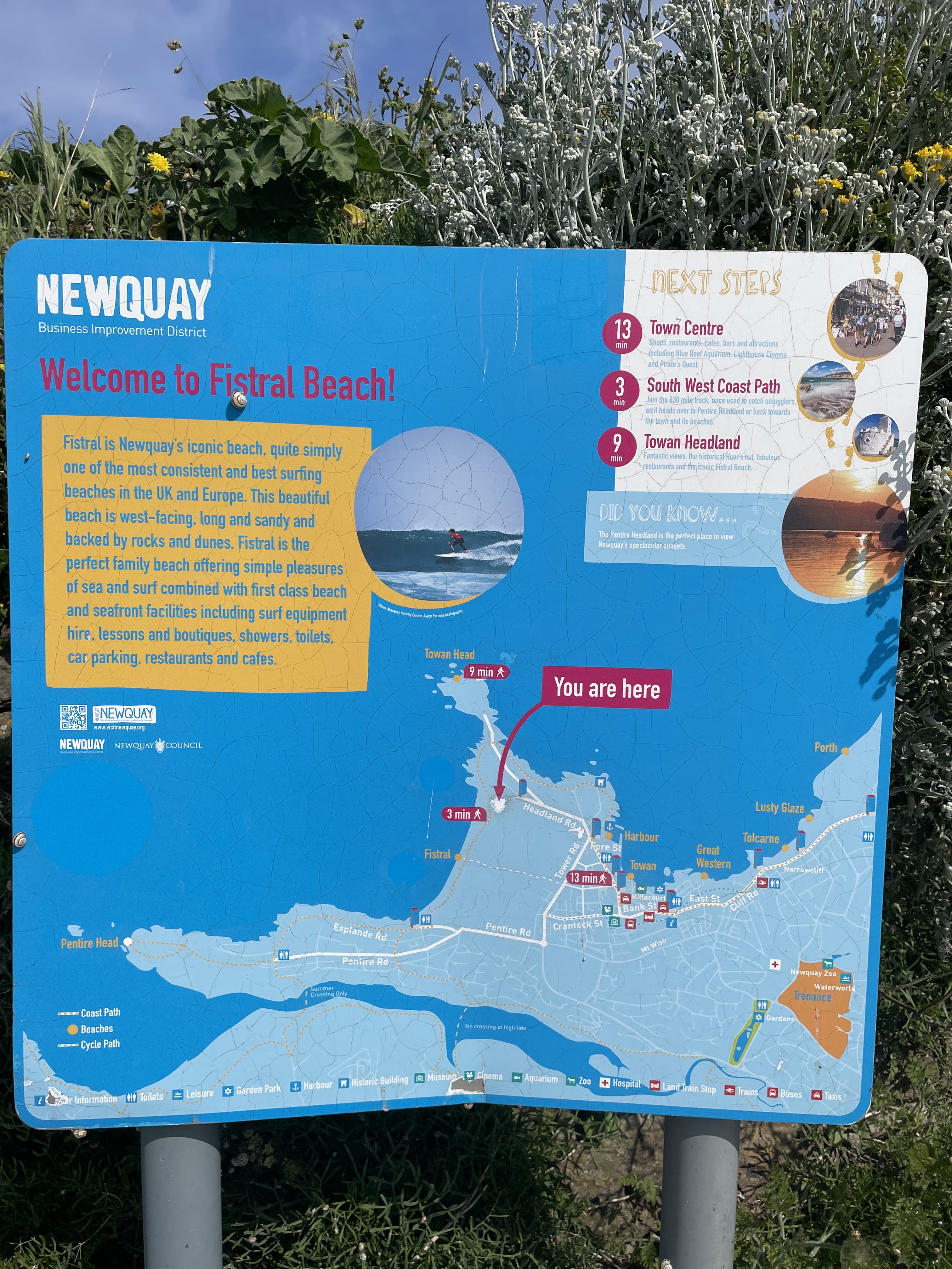 Fistral Beach information sign