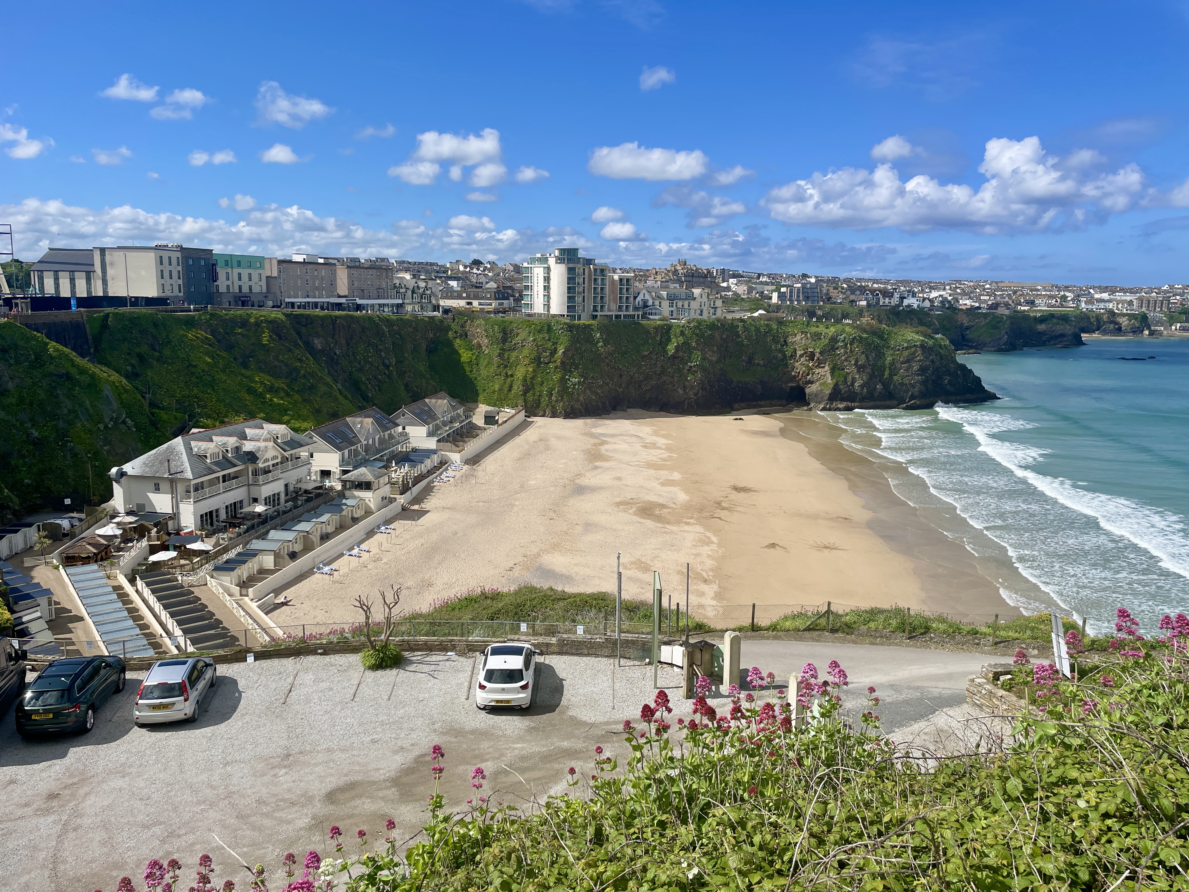 The Tolcarne Beach Hotel accommodation on the beach and car park for staying guests