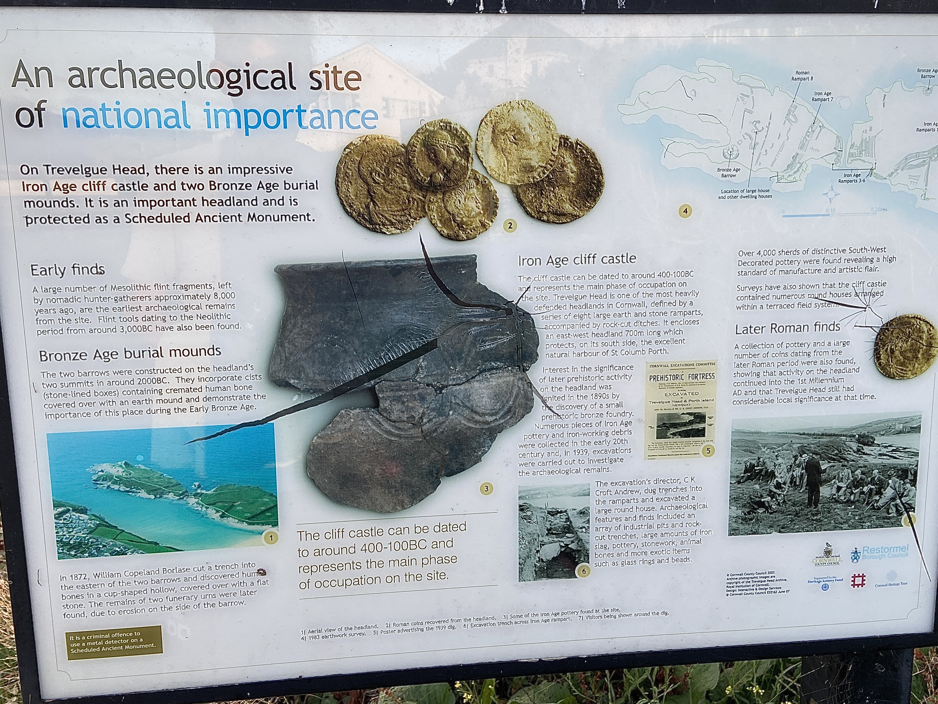Trevelgue Head information board