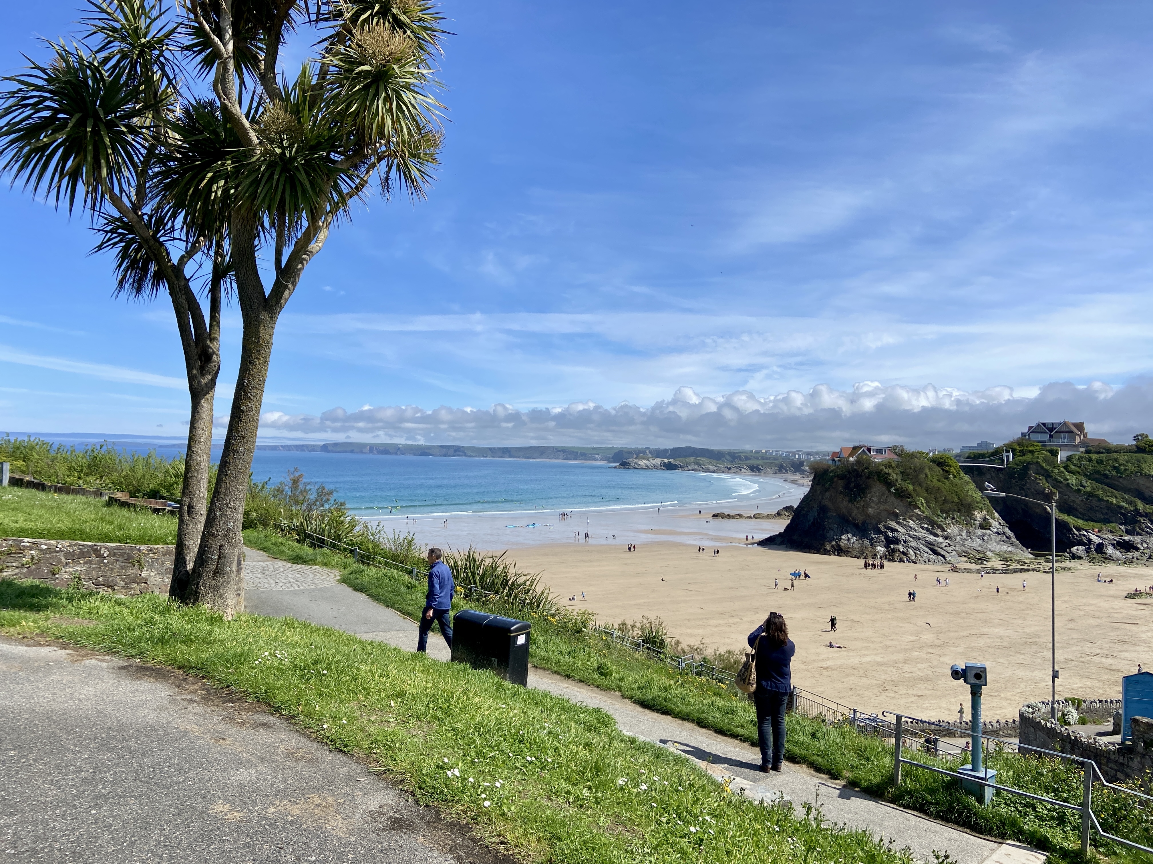 Views across Towan Beach and Newquay Bay