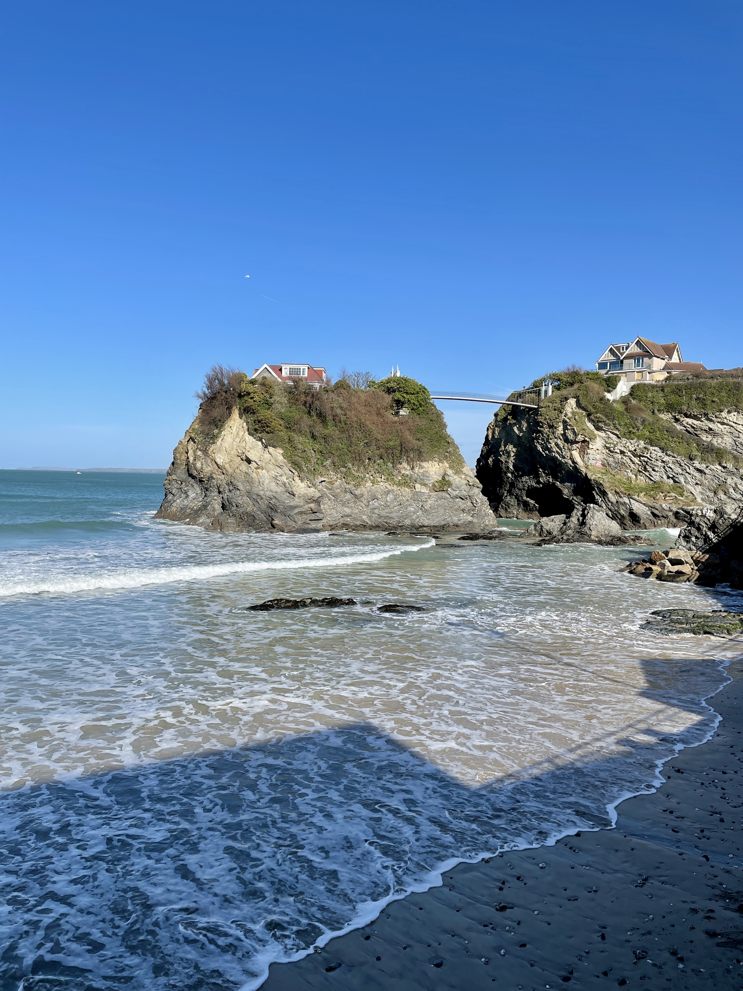 House on rocky island at towan beach in newquay