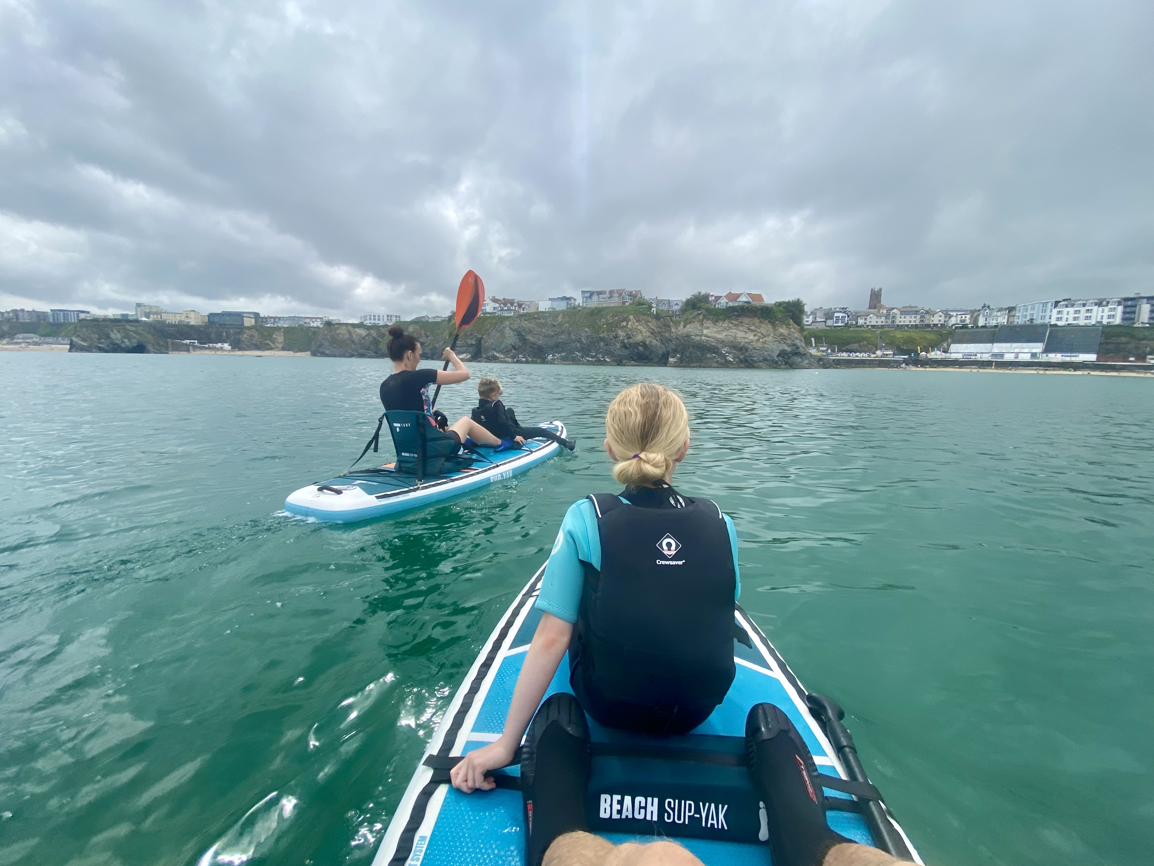 Kayaking on sup-yaks to towan beach from towan headland