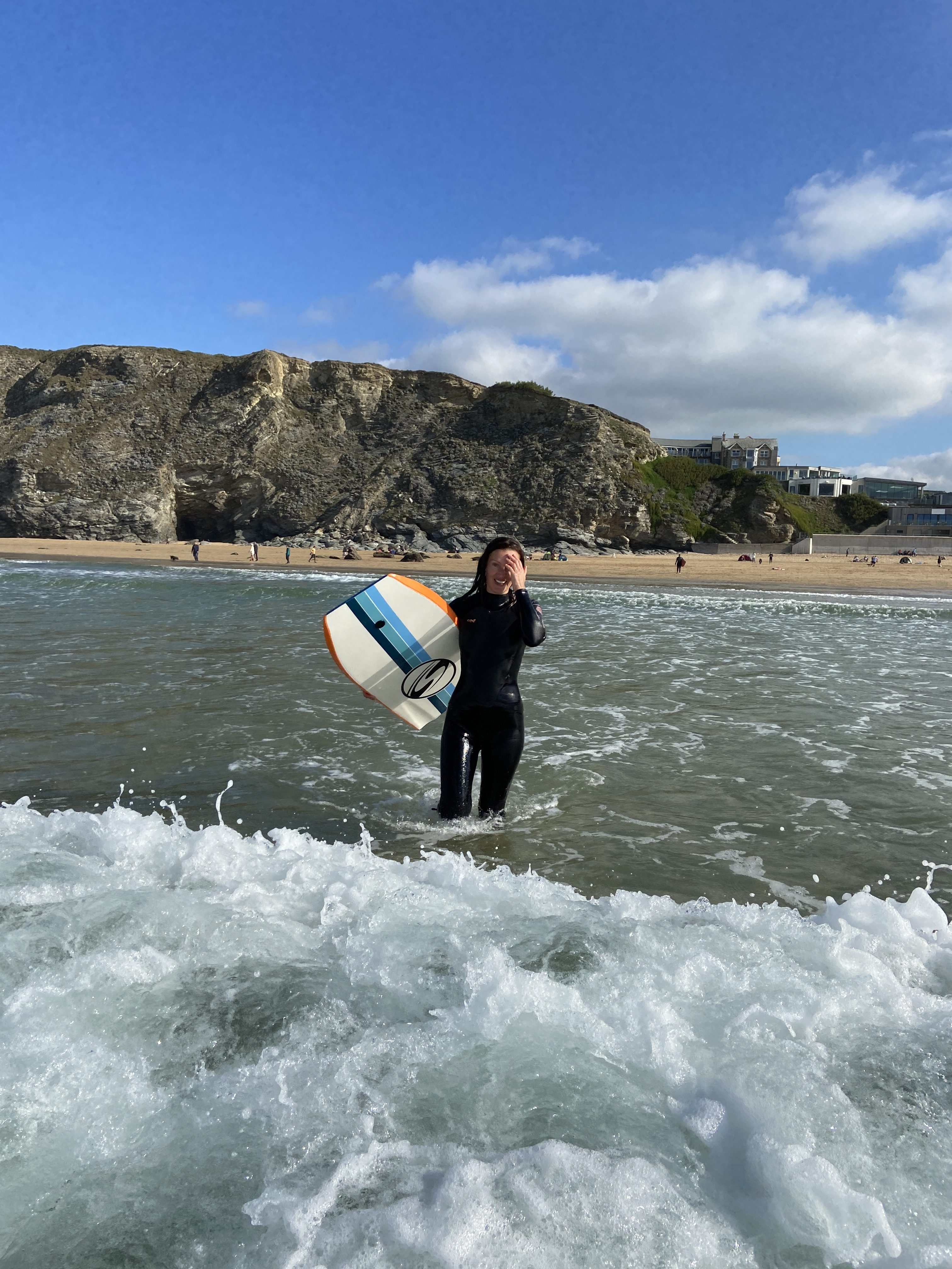 Bodyboarding at Watergate Bay