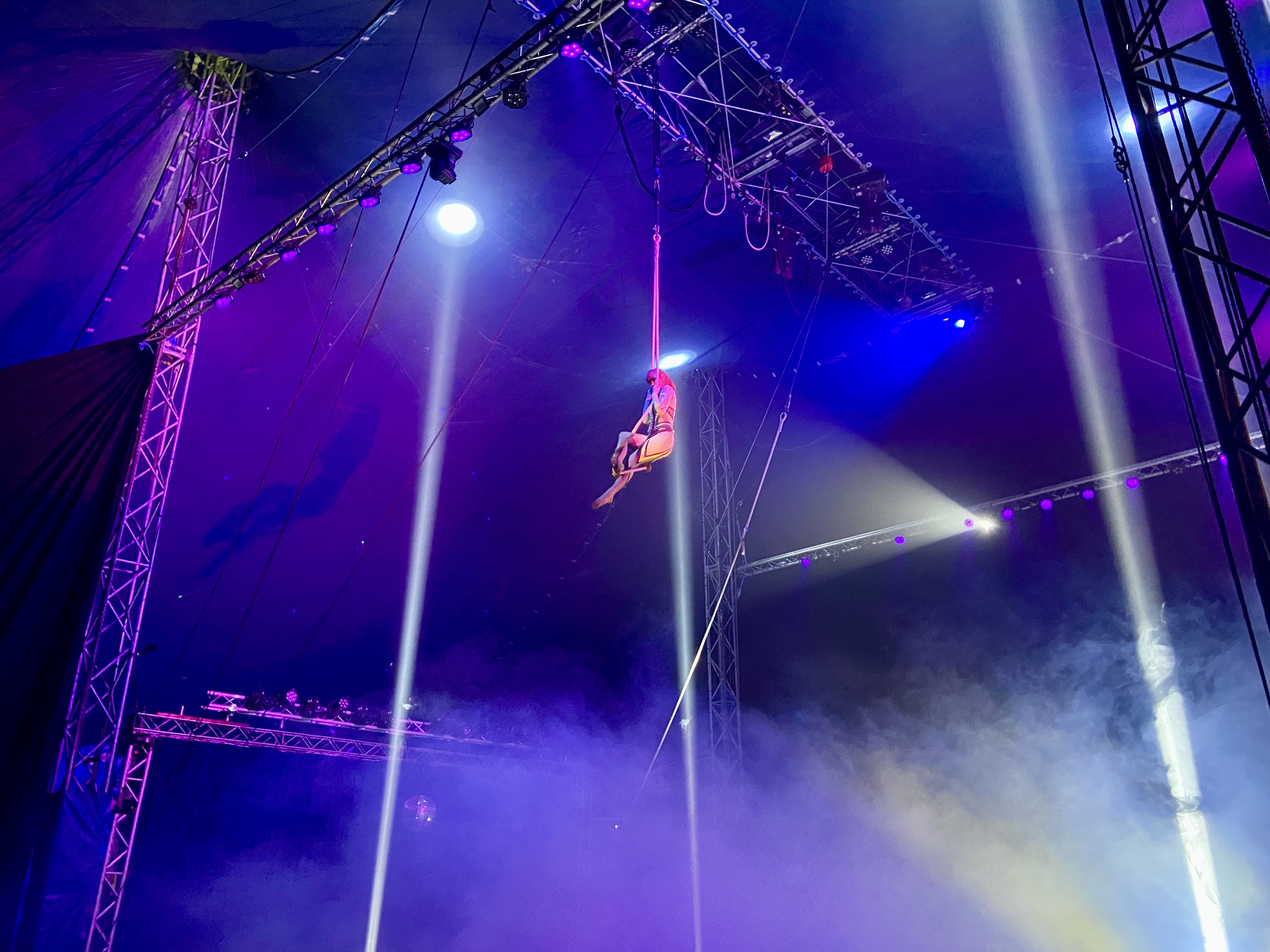 Aerial performer at Paulos Circus in Newquay