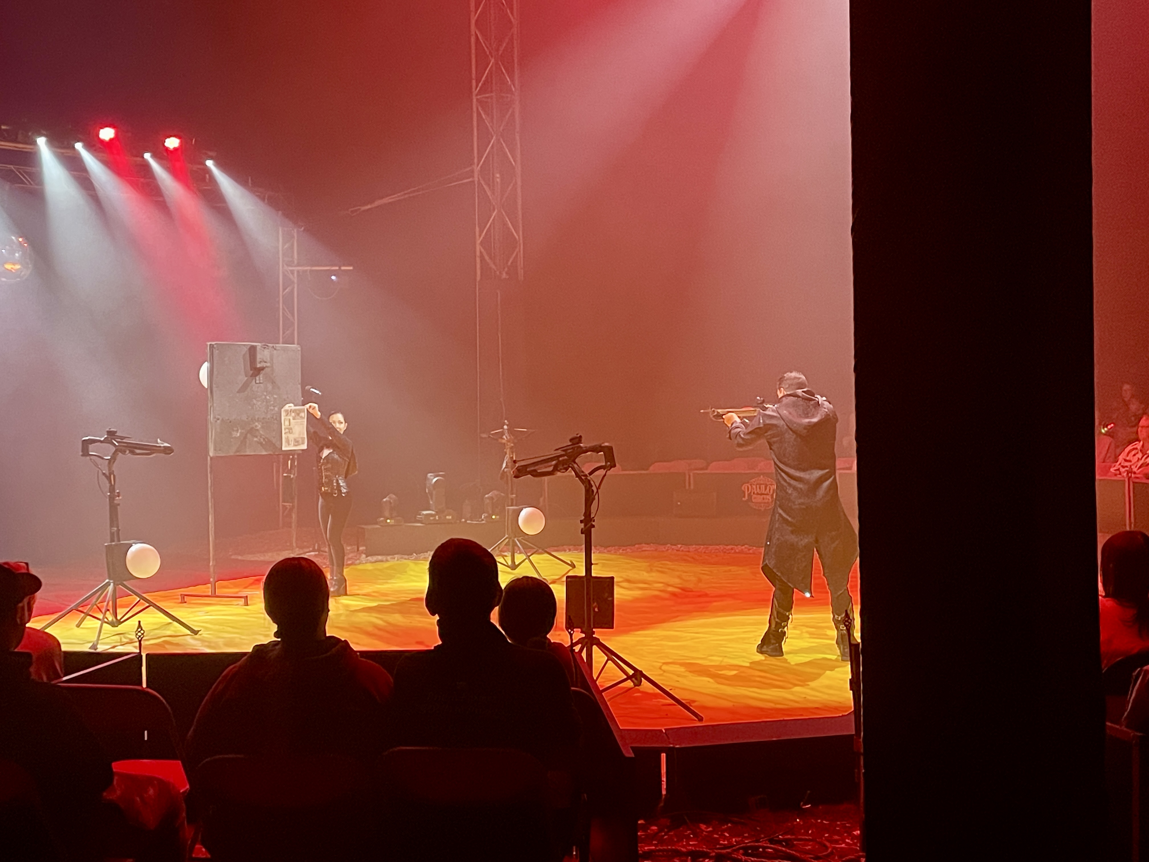Cross-bow circus act at Paulos Circus in Newquay