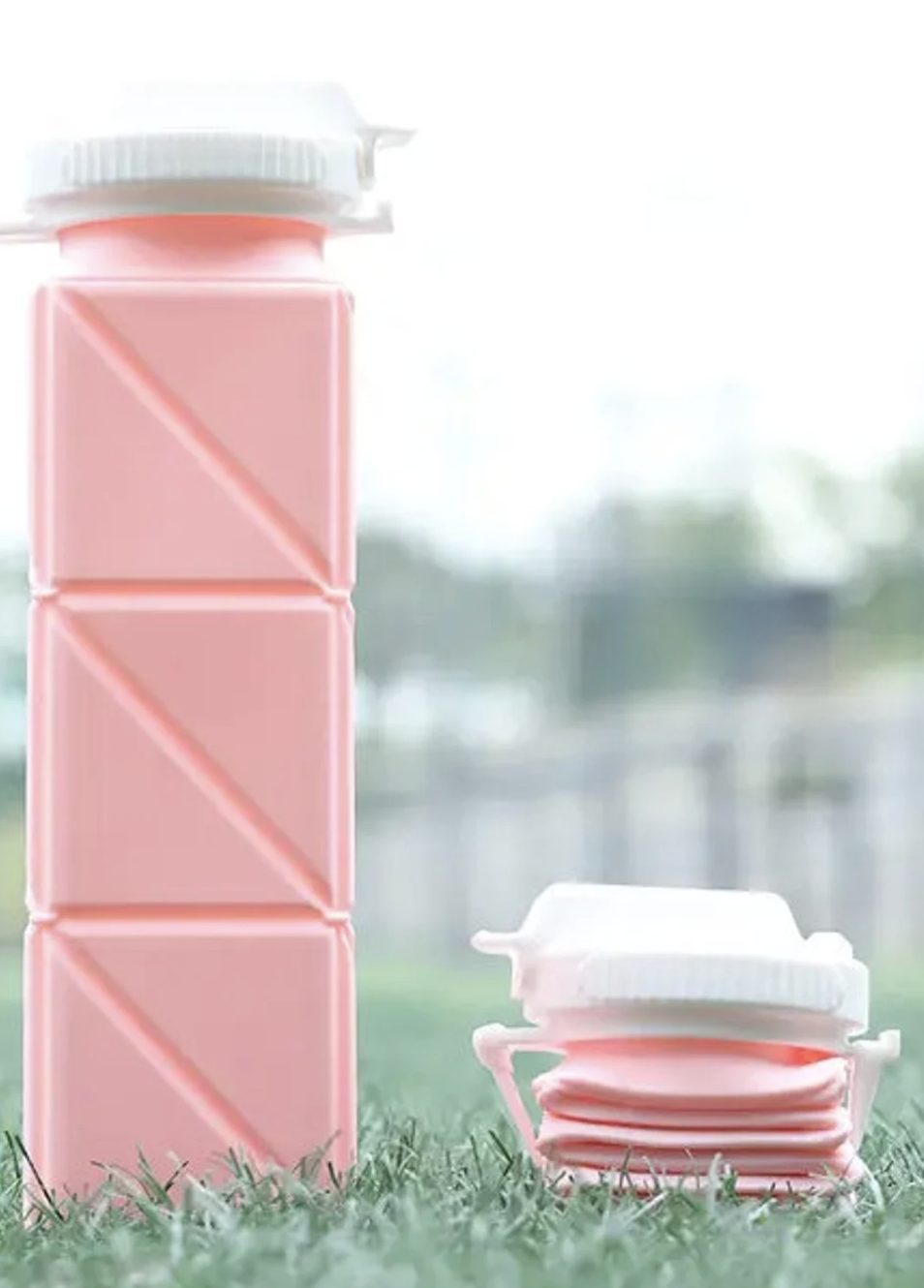 Collapsible Silicone Hiking Flip Straw Sport Water Bottle