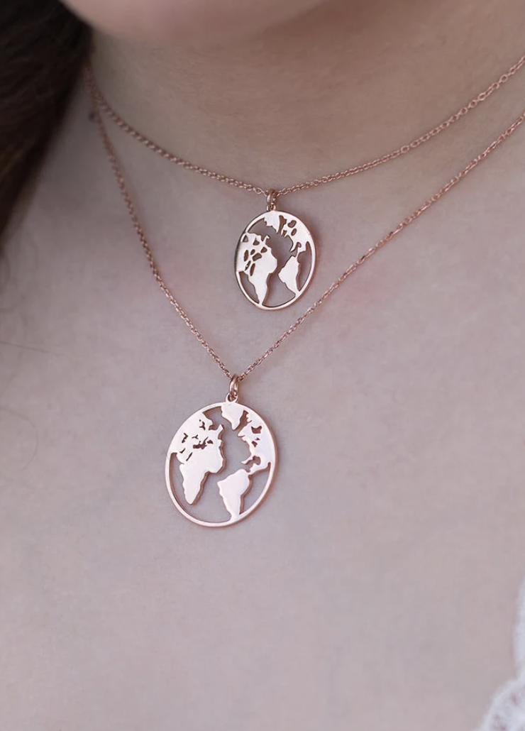 World Map Necklace