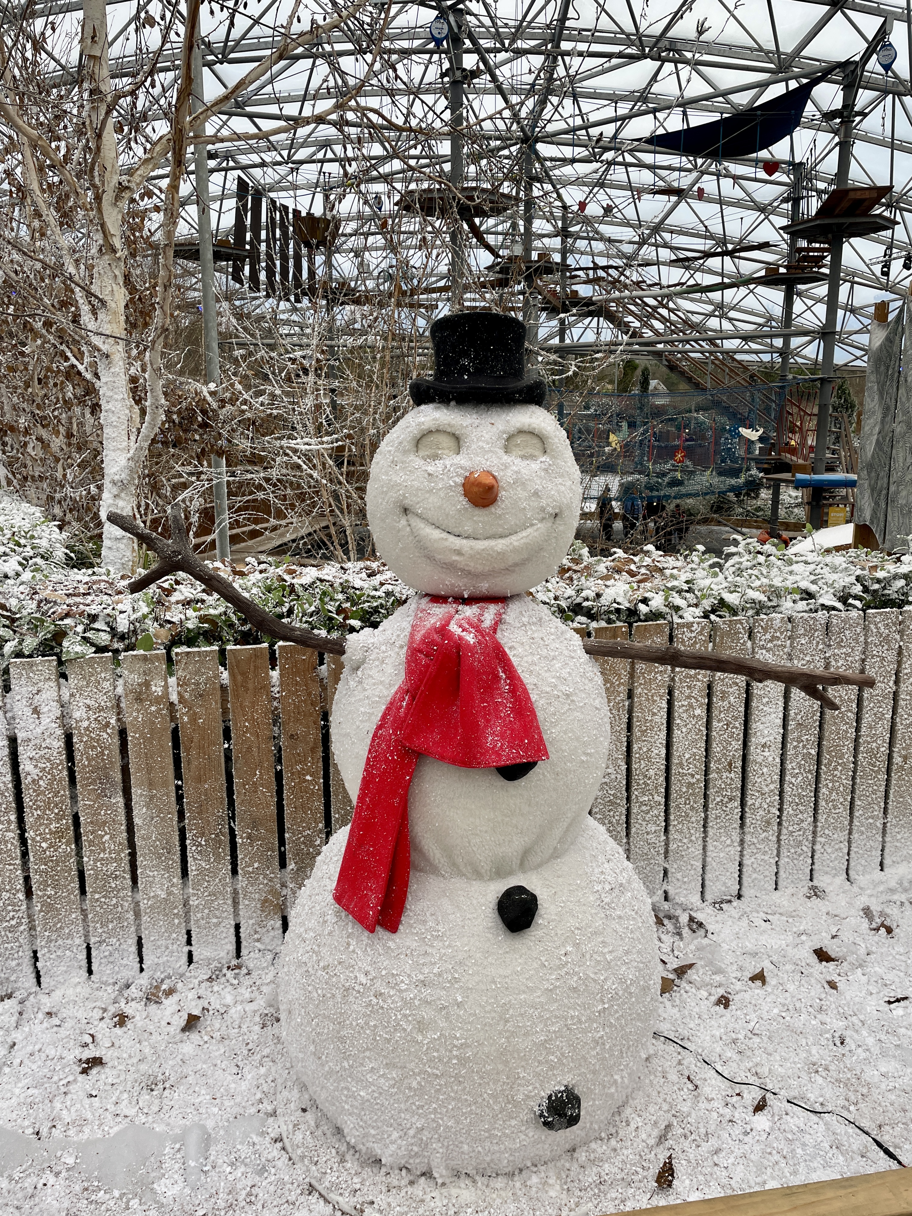 snowman at christmas at bluestone resort in the serendome