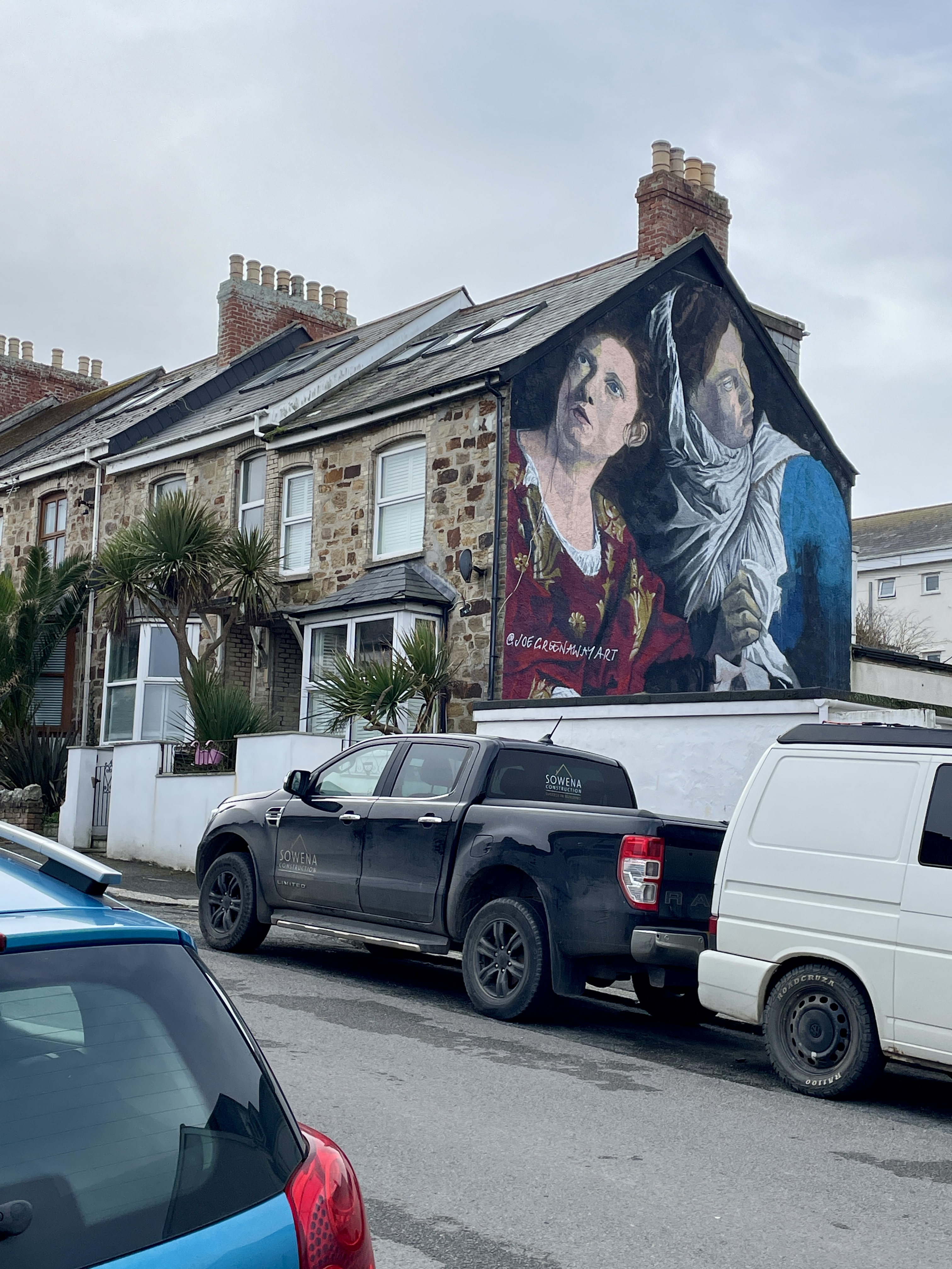Judith and Her Maidservant with the Head of Holofernes Joe Greenaway Newquay Street Art Mural