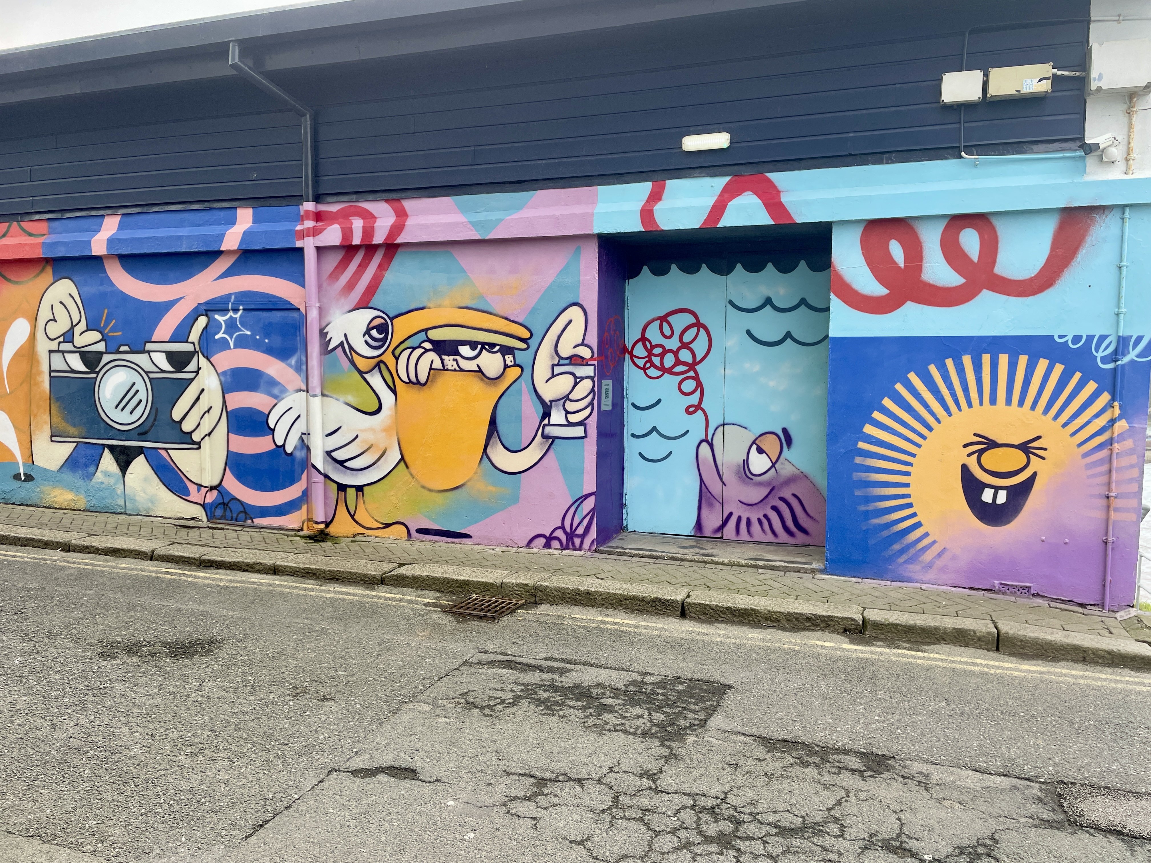 Playful Character Wall by 45RPM Street Art Newquay Mural
