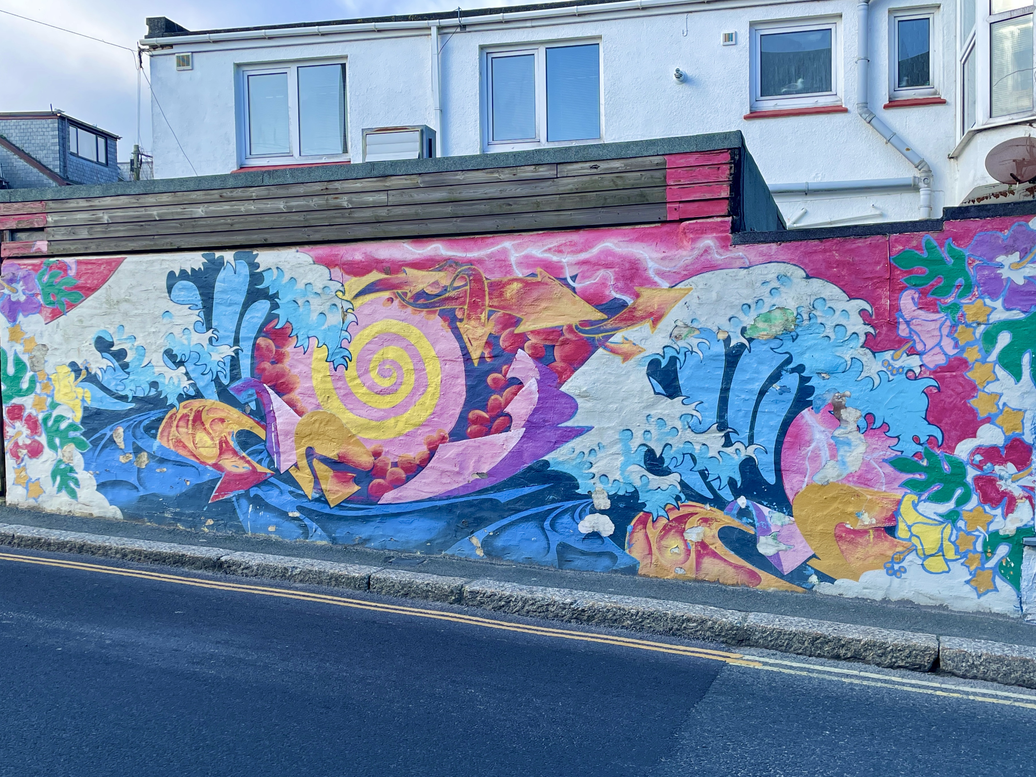 abstract colourful street art tower road newquay