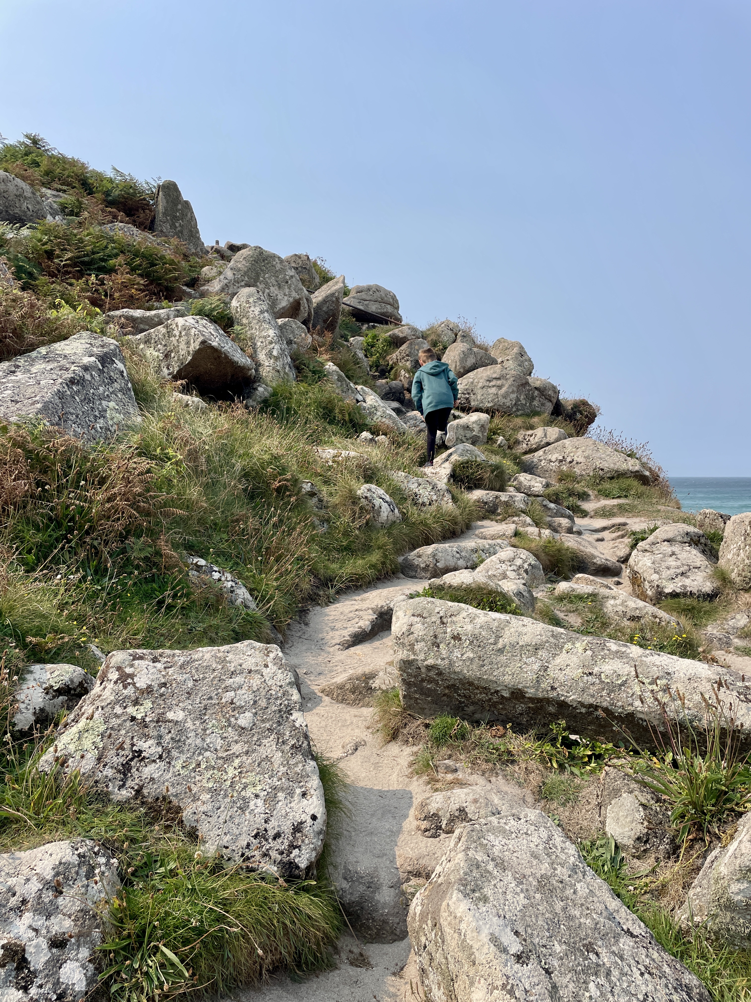 Gwynver Beach Access from South West Coast Path from Sennen Cove Beach