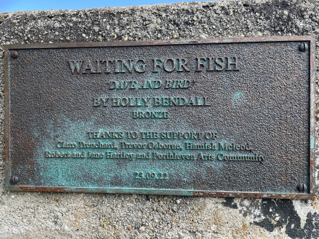 "Waiting For Fish" a bronze sculpture by Holly Bendall in Porthleven