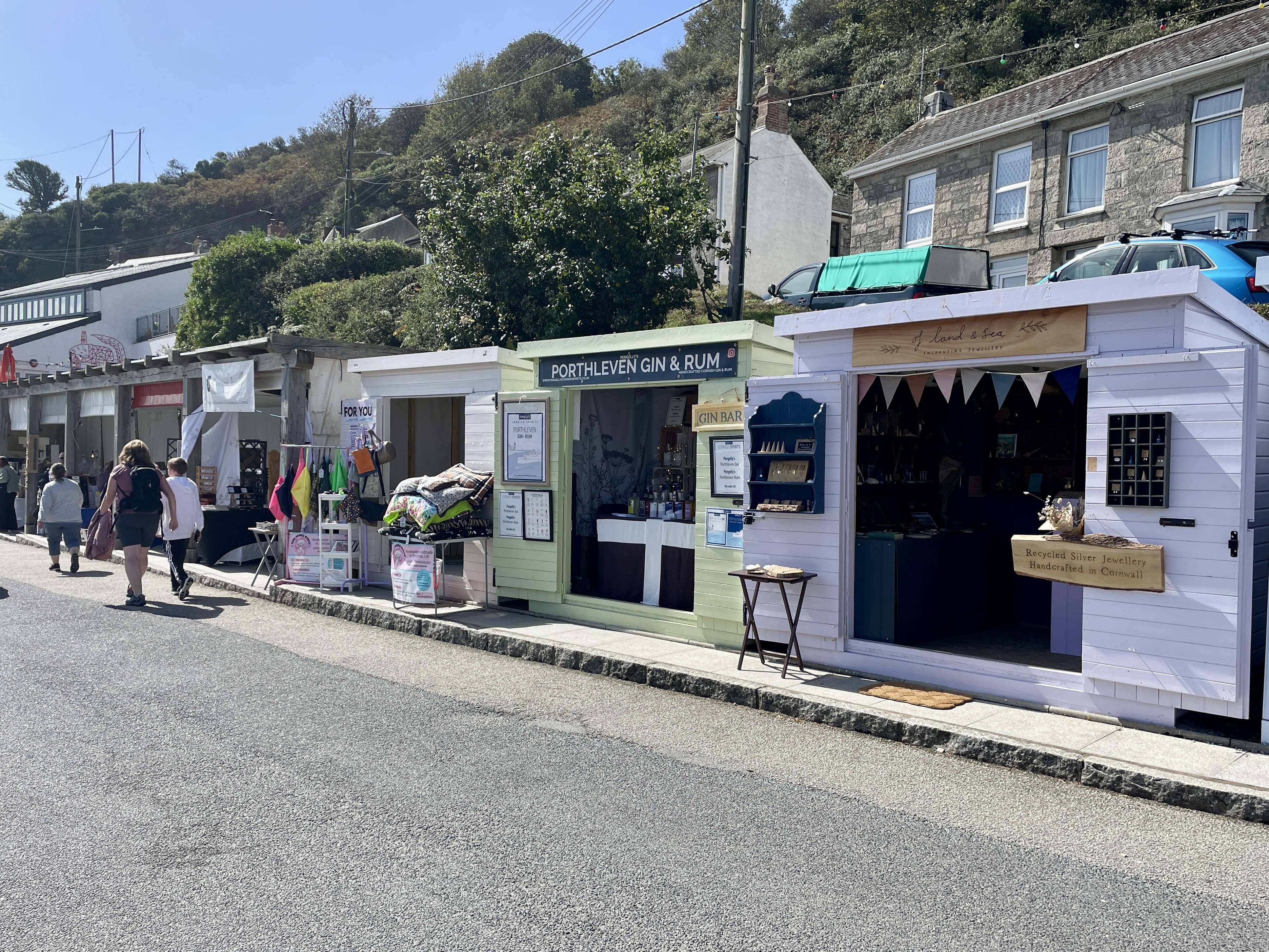 independent stalls selling locally made goods in porthleven