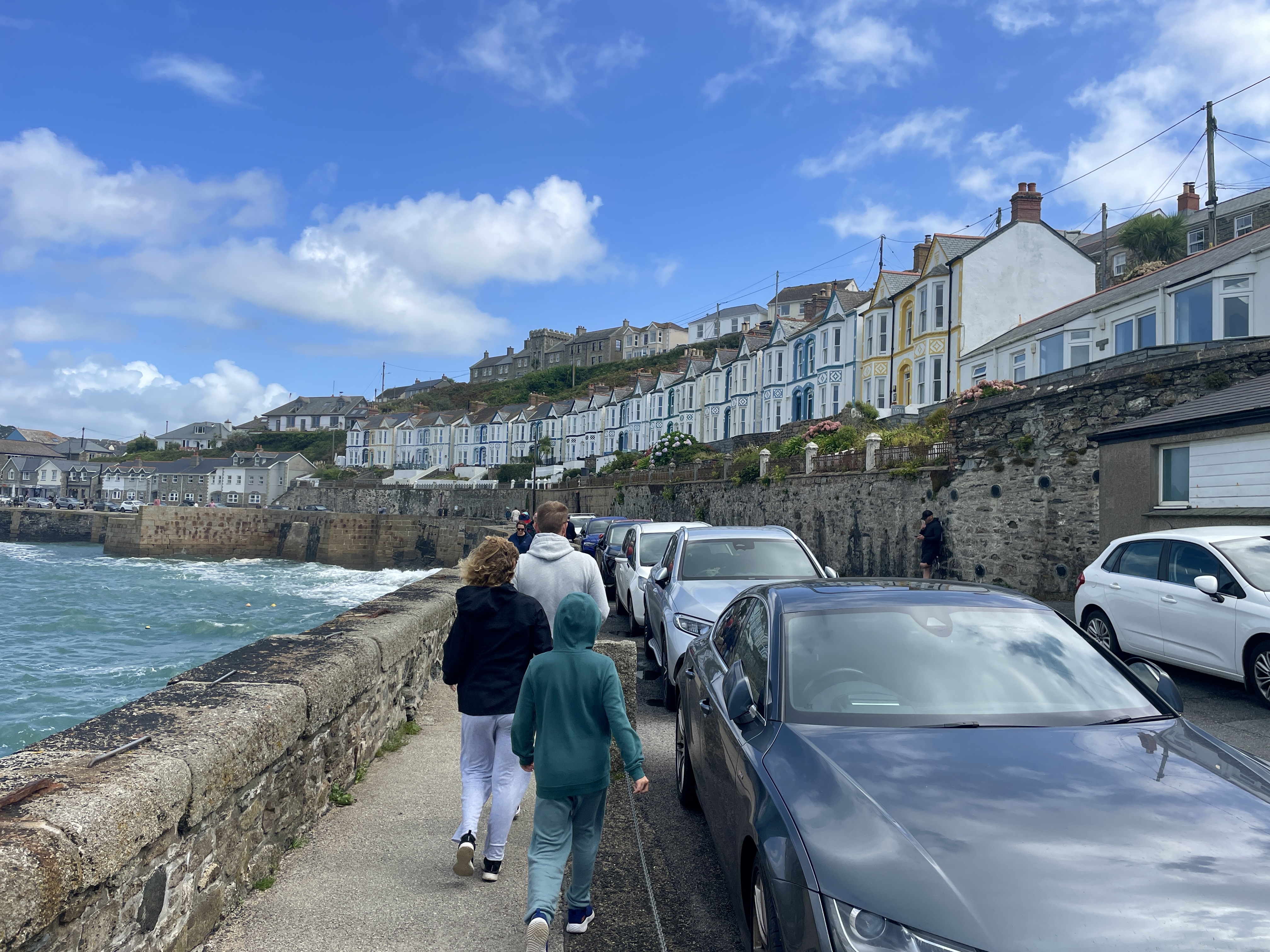 Bay View Terrace, a row of Grade  II houses in Porthleven lining the harbour