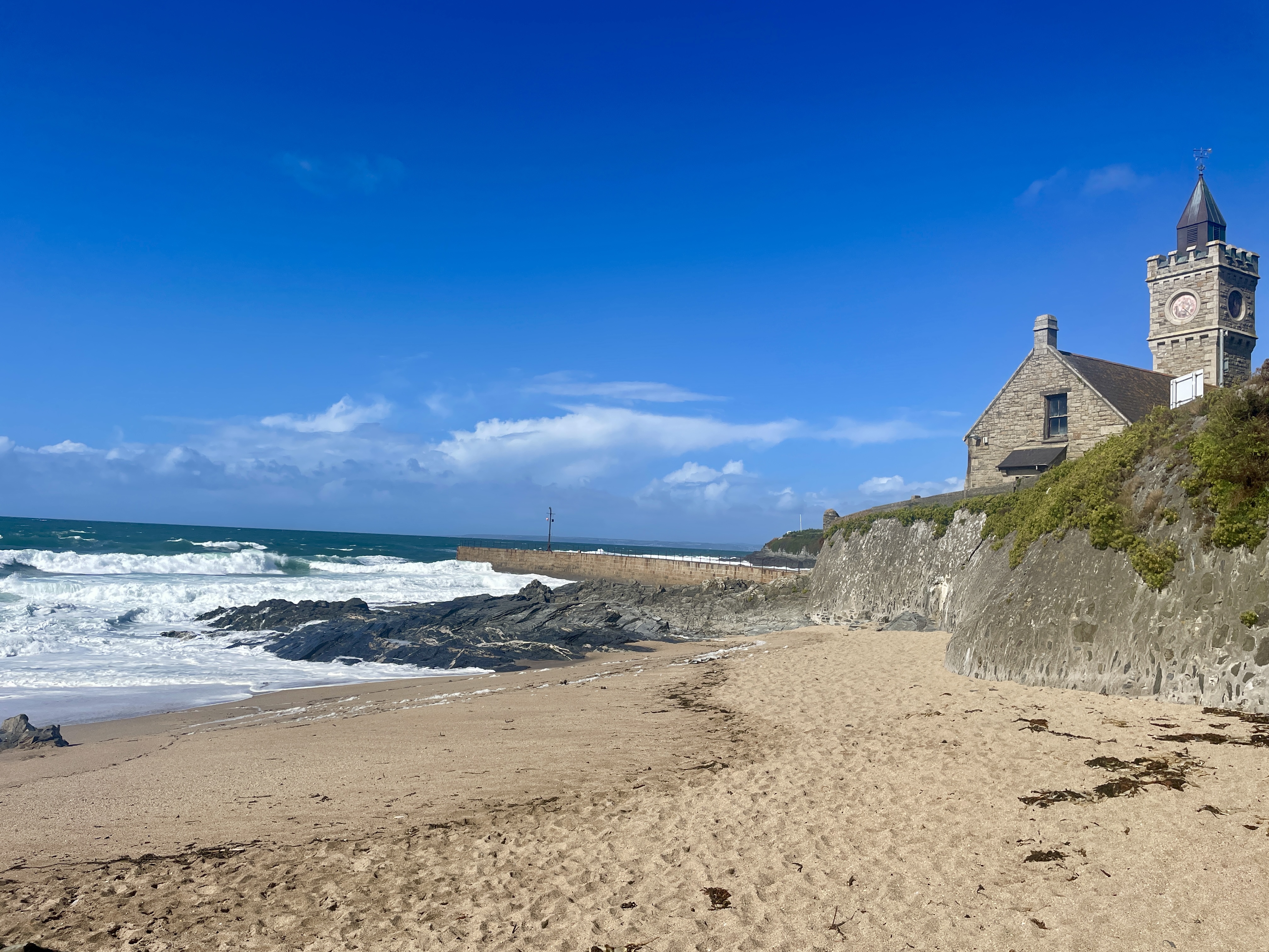 Porthleven beach and church
