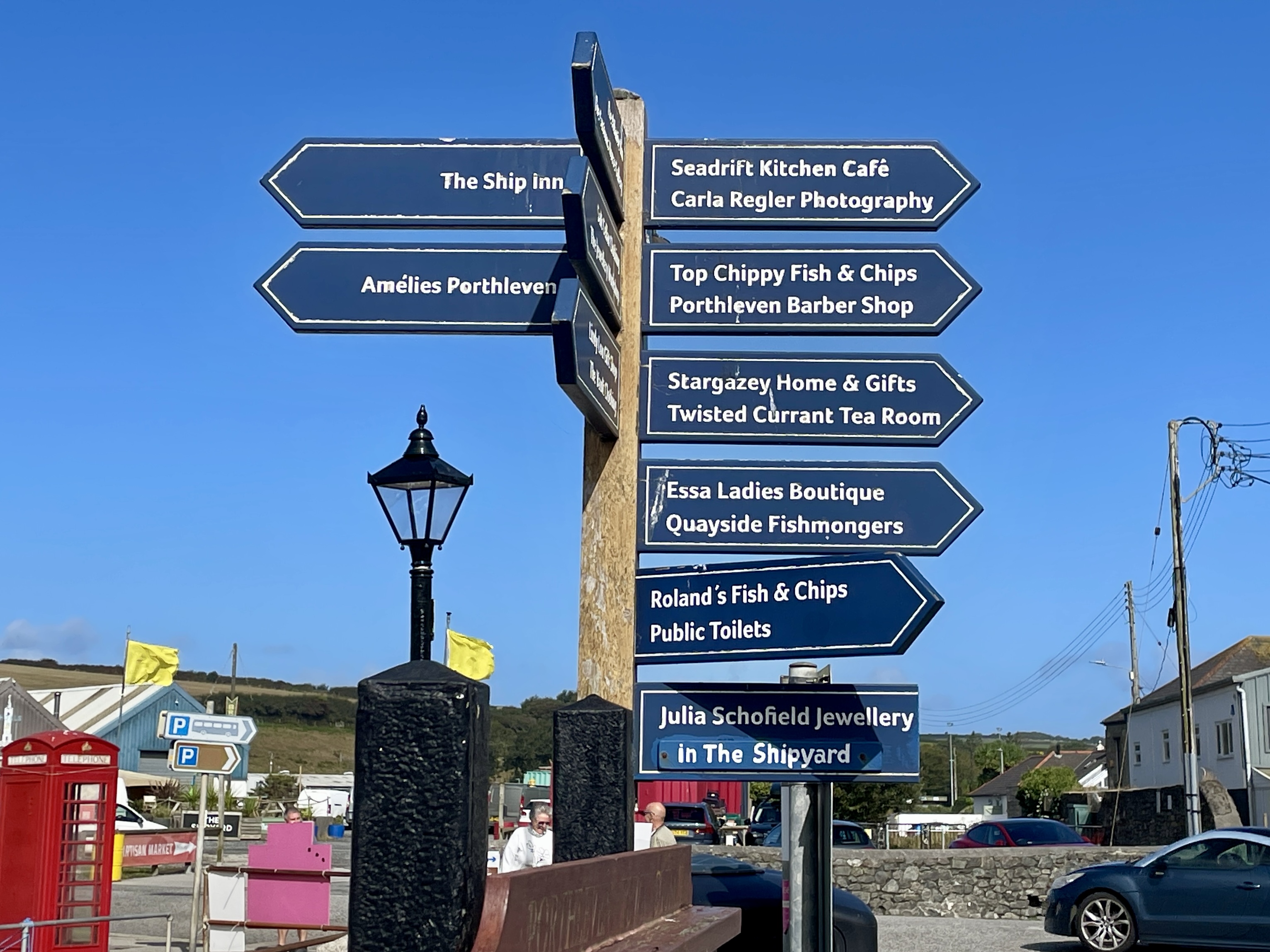Porthleven shop and restaurant signs