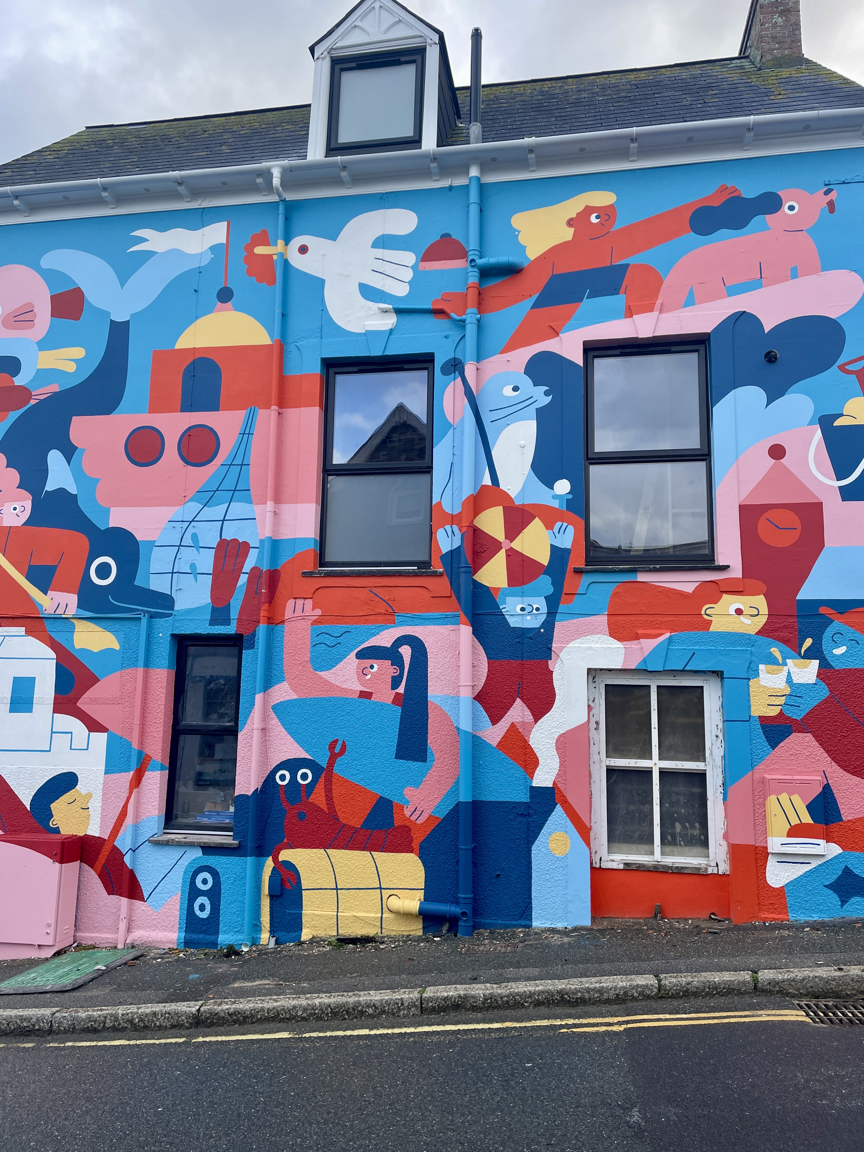 Vibrant Seaside Themed Mural Tower Road Newquay 