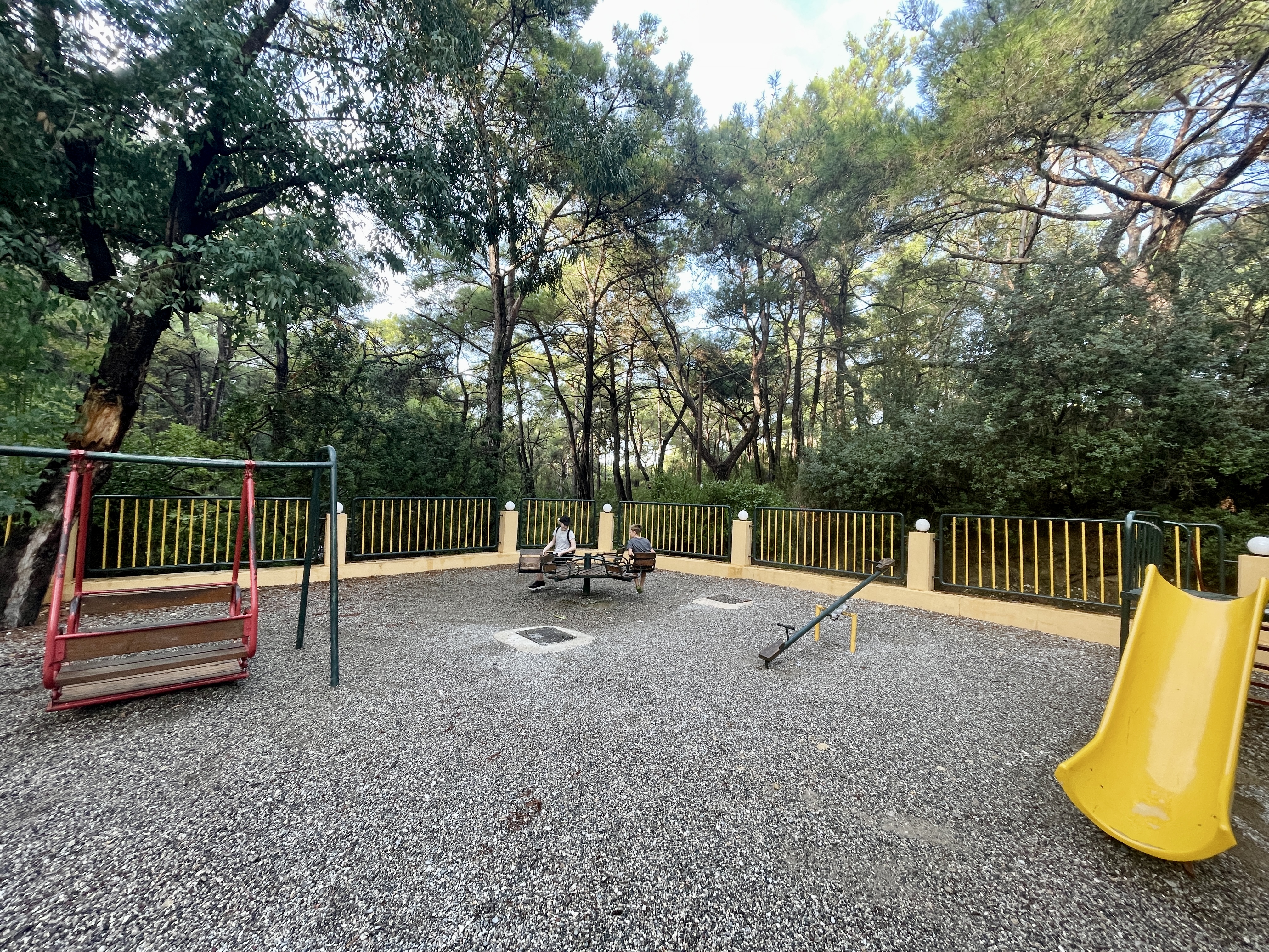 Simple traditional kids play area at Seven Springs in Rhodes