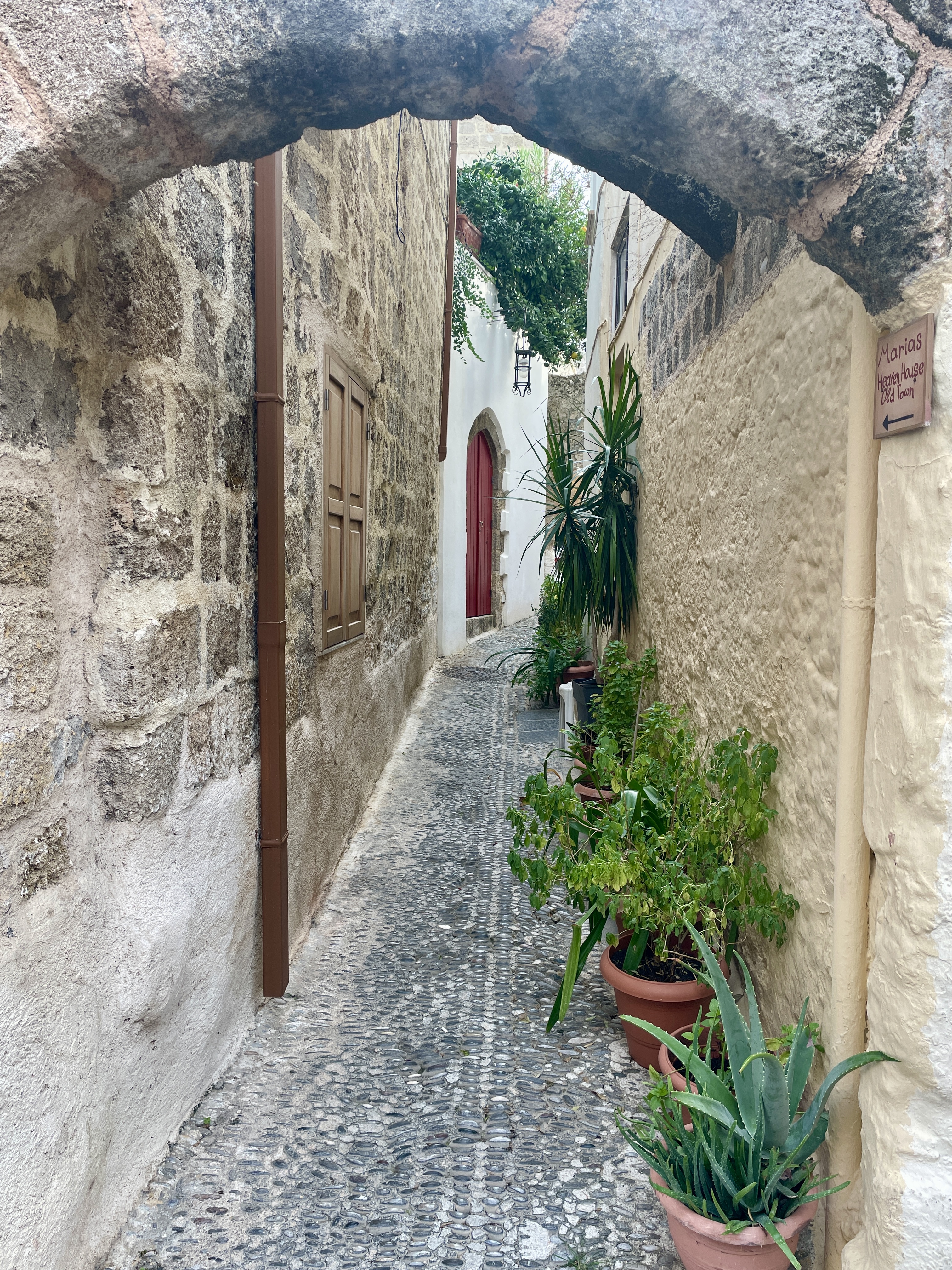 Exploring cobbled streets and alleyways in Rhodes Old Town 