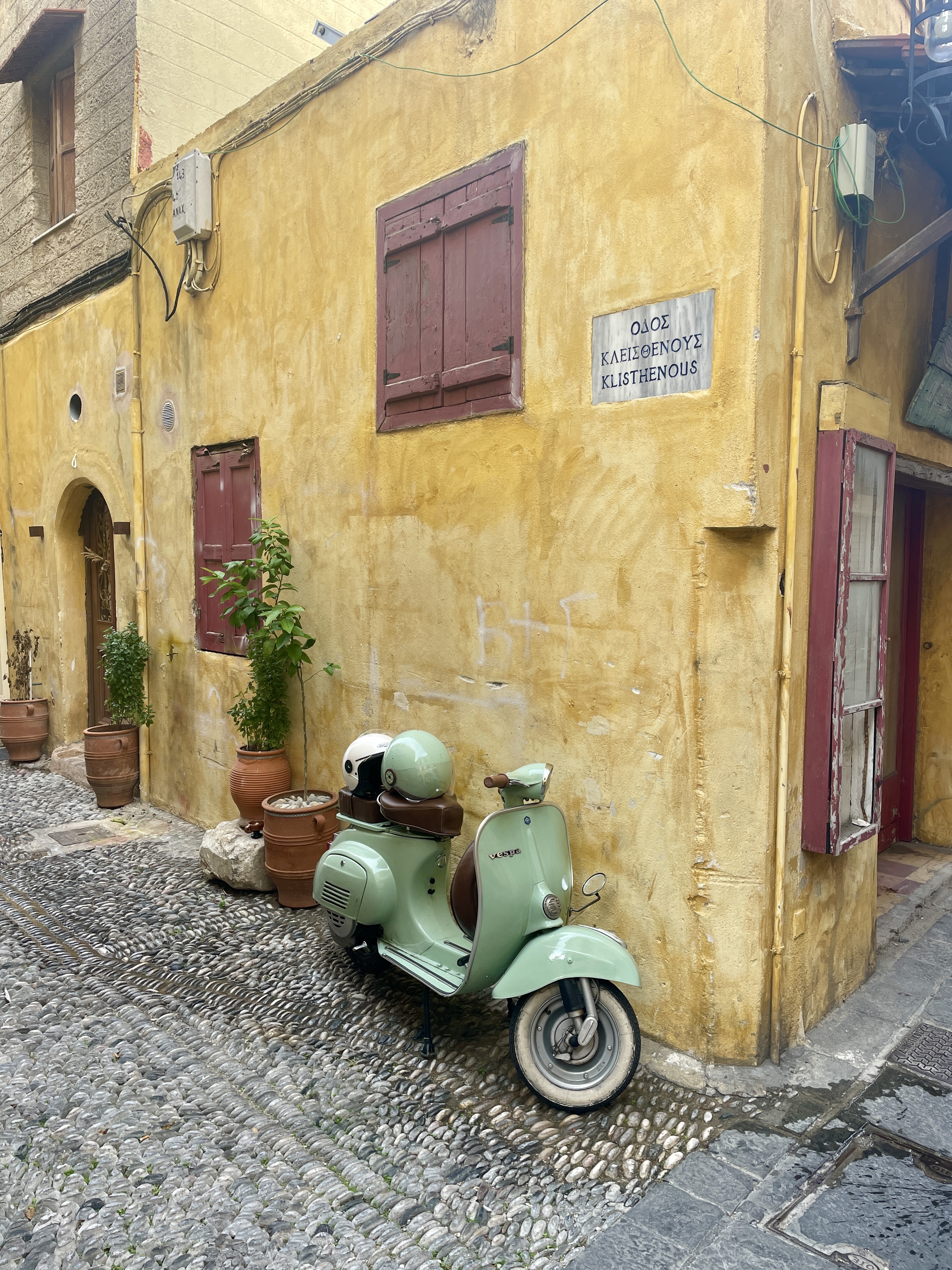 Exploring cobbled streets and alleyways in Rhodes Old Town 