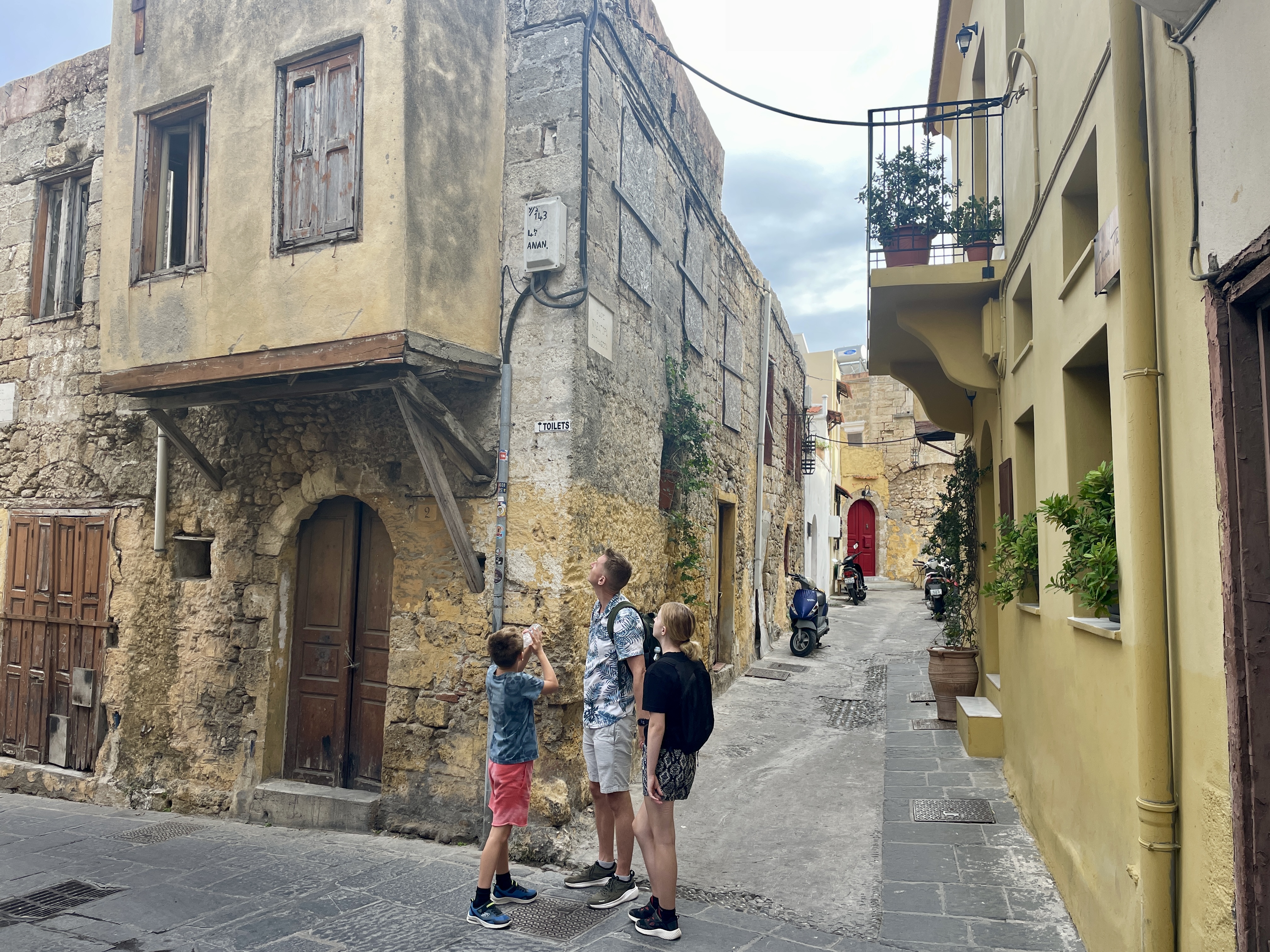 Houses and habitable streets in Rhodes old town 