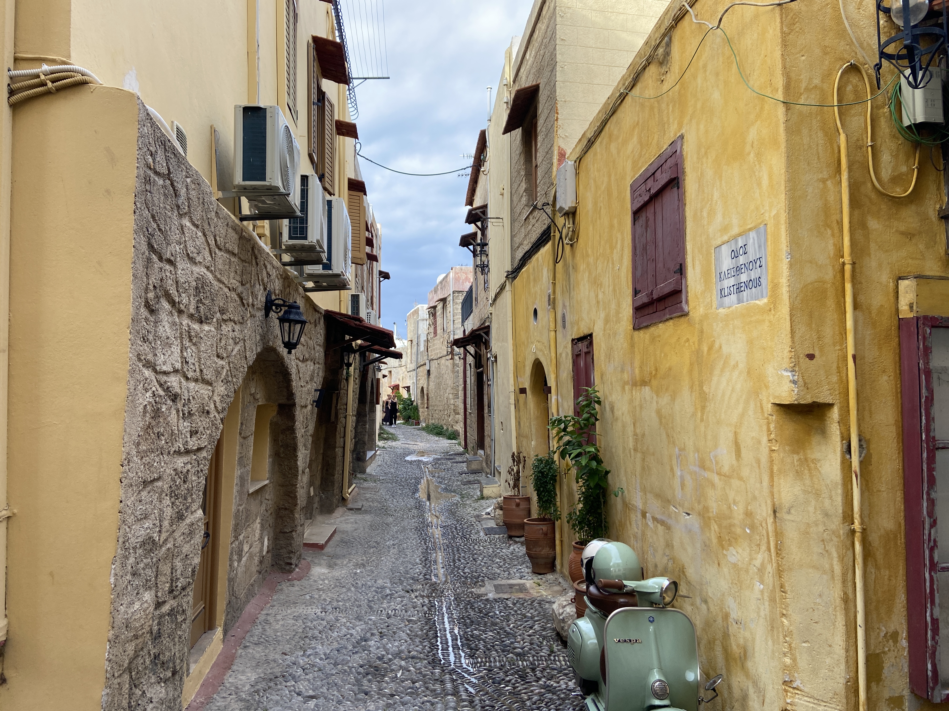 Houses and habitable streets in Rhodes old town 