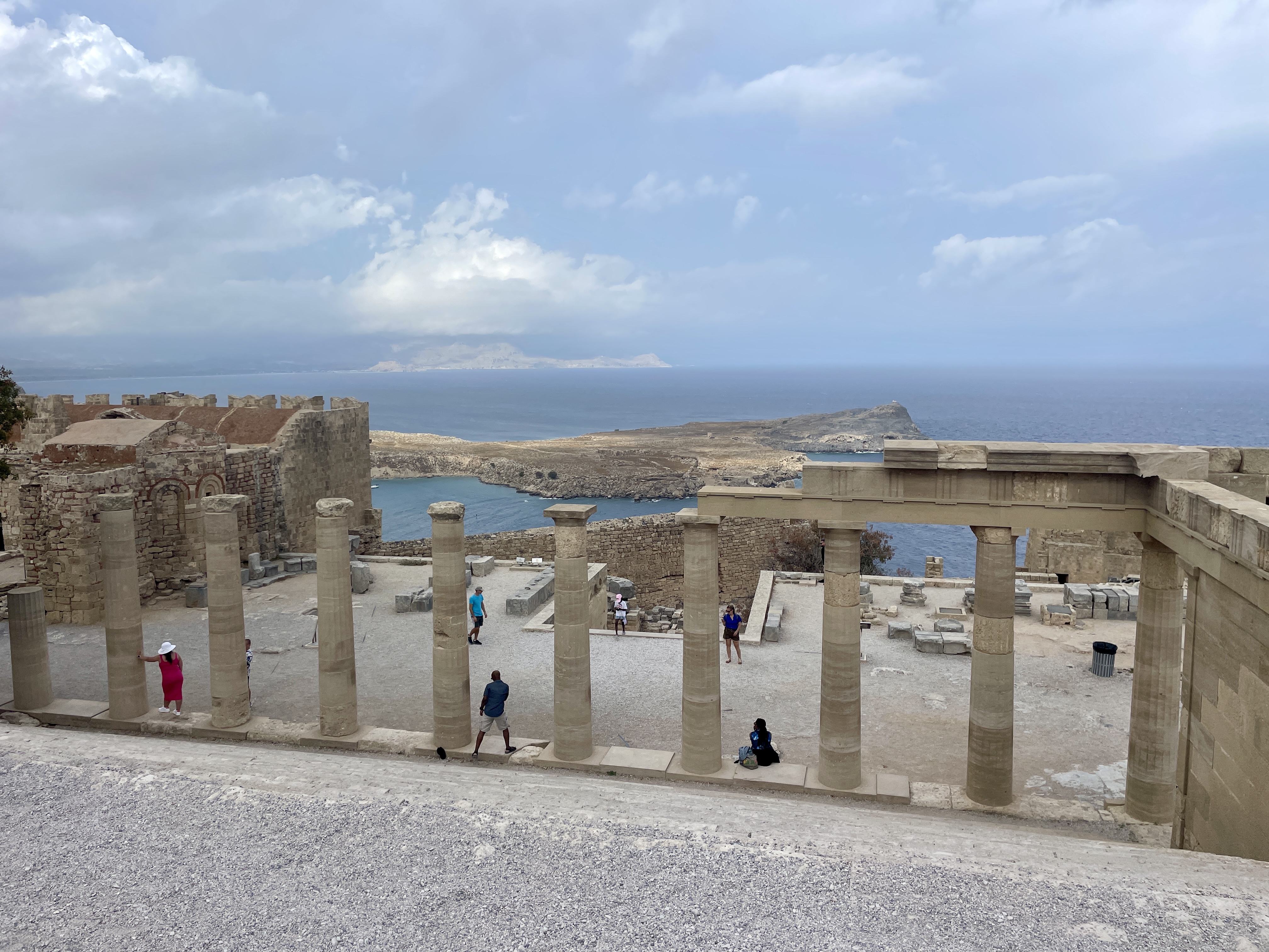 Mix of original and rebuilt stonework at the Propylaea leading up to the Temple of Athena Lindia