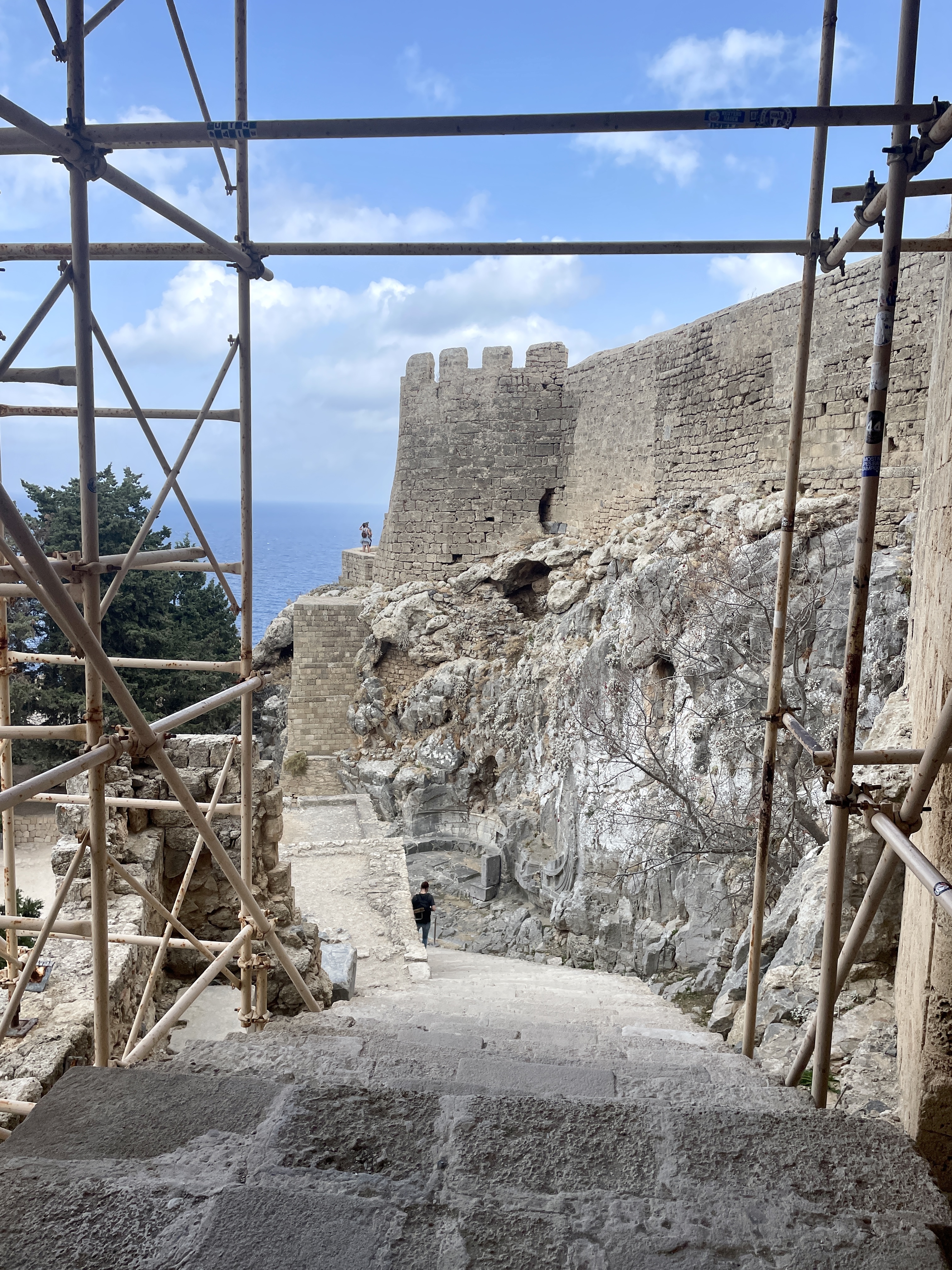 Lindos Acropolis supported by scaffolding