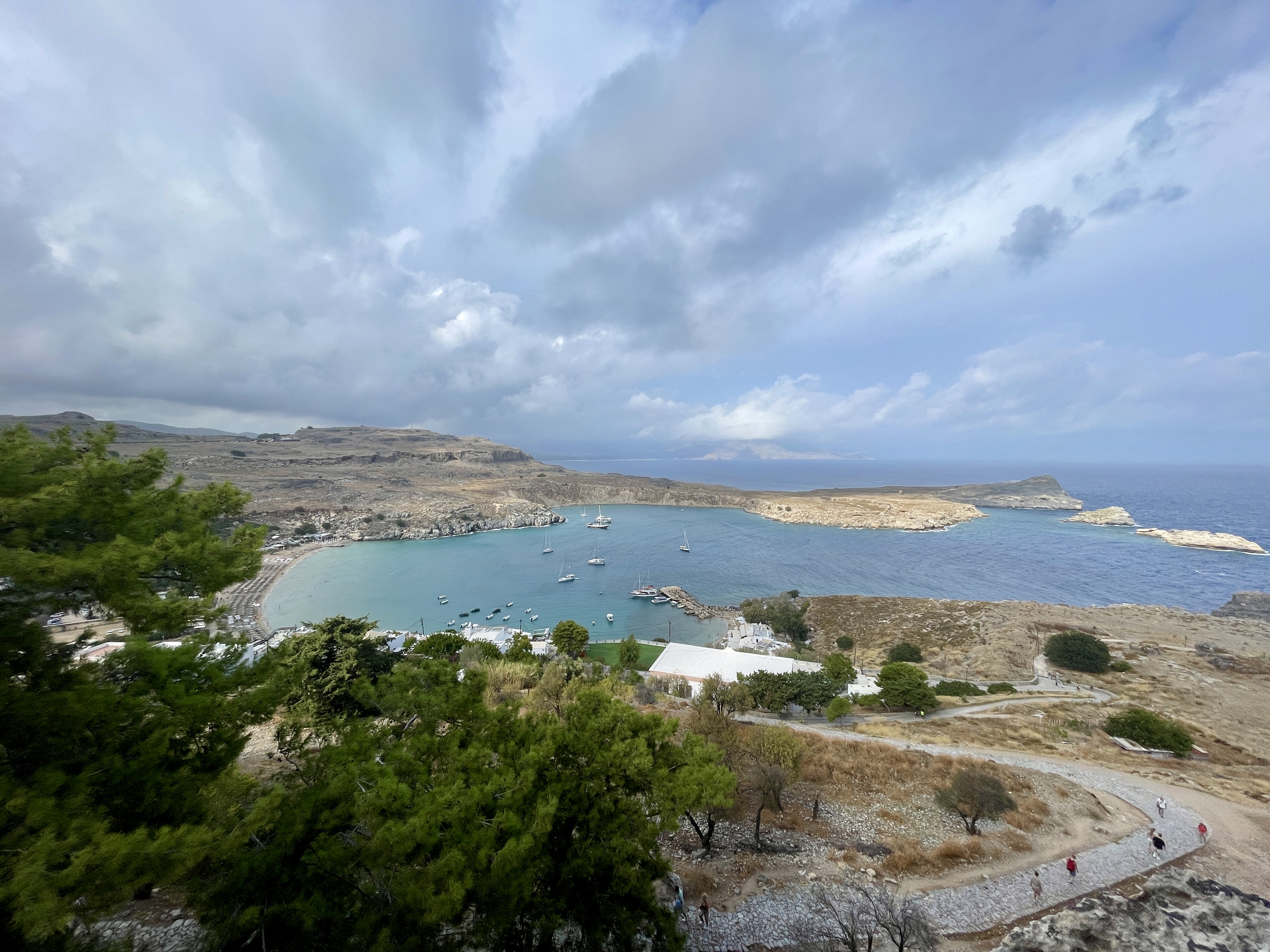 Views to Lindos Bay from the climb to the Acropolis