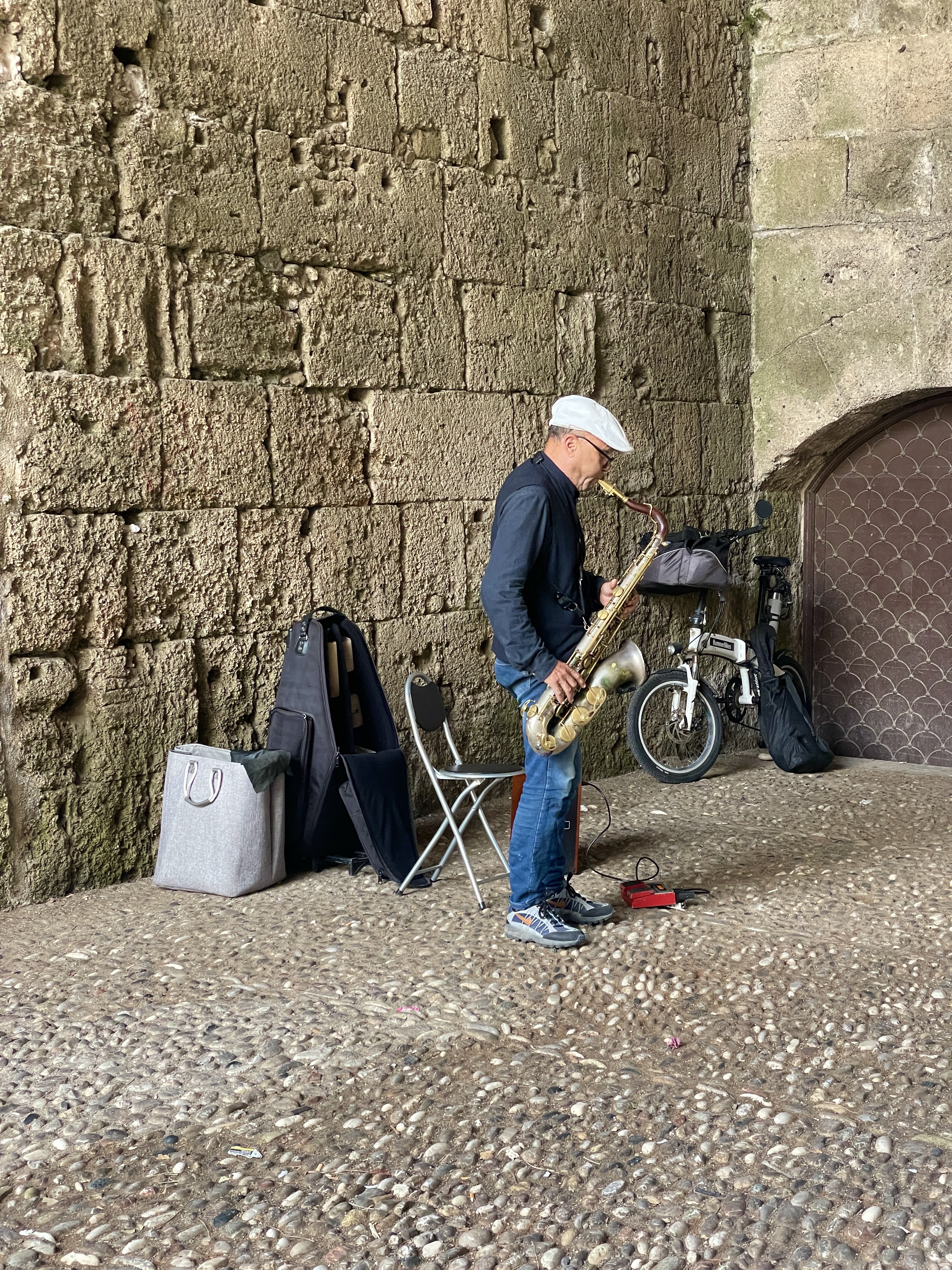 rhodes old town saxophonist