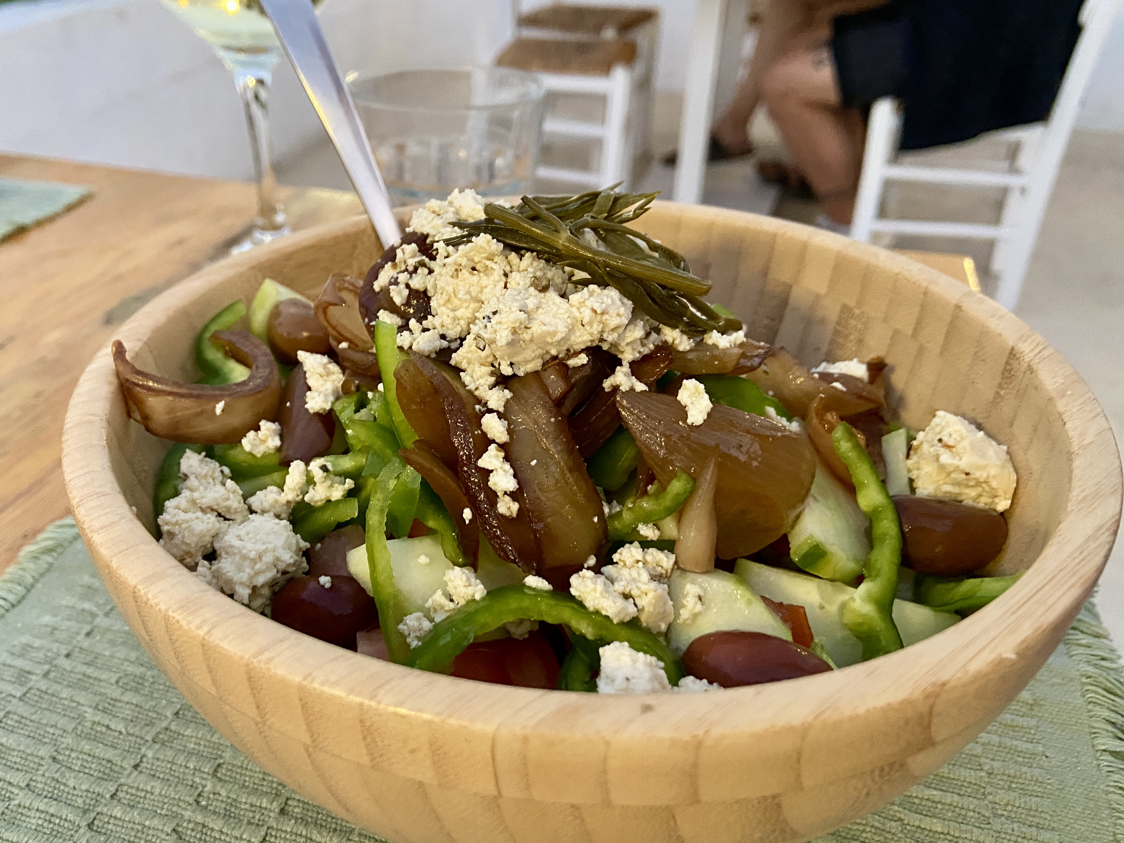 Vegan Greek salad at T-Veg