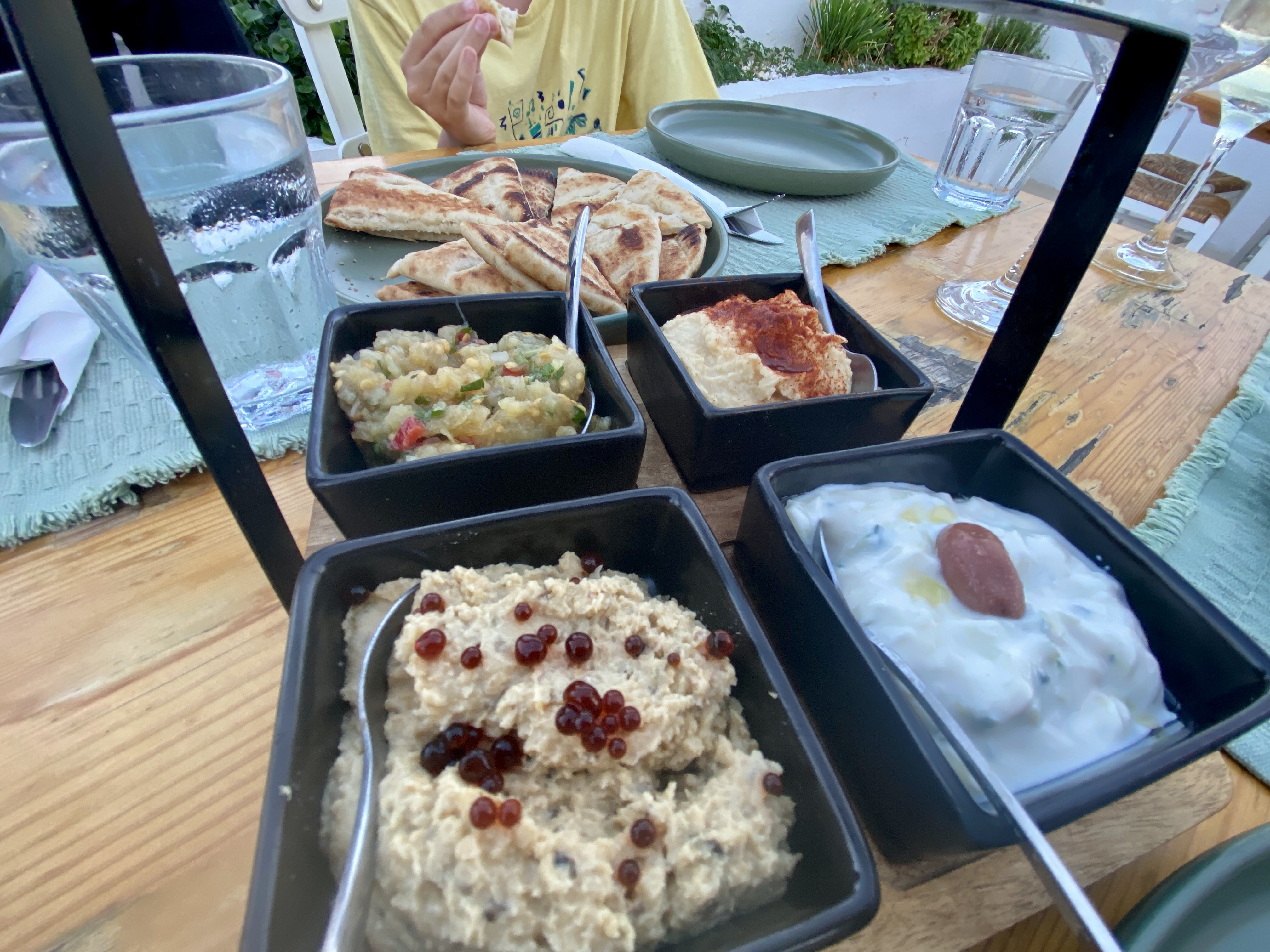 Vegan Greek dips and pitta breads at T-Veg