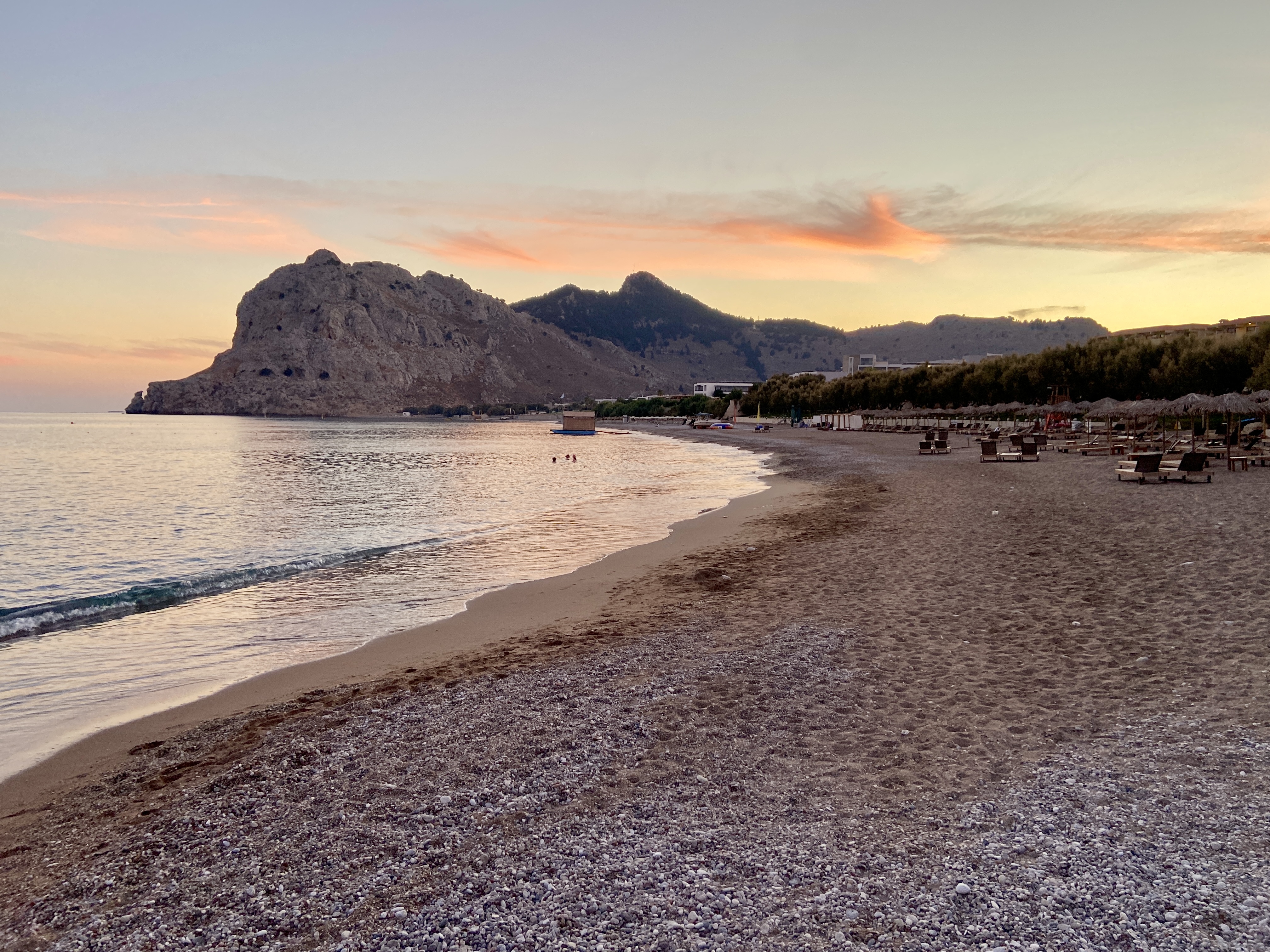 Kolymbia Beach at dusk